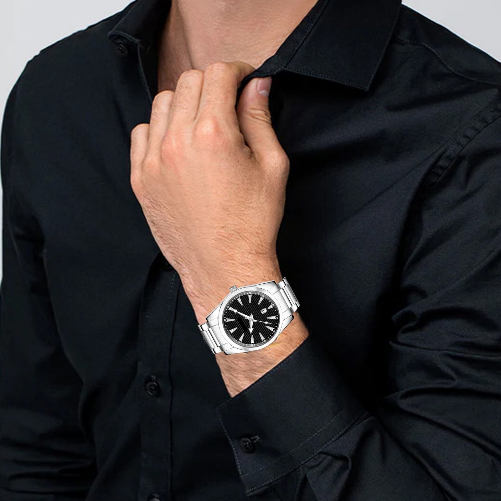 Black Dial Date Function Analog Watch For Men LR148