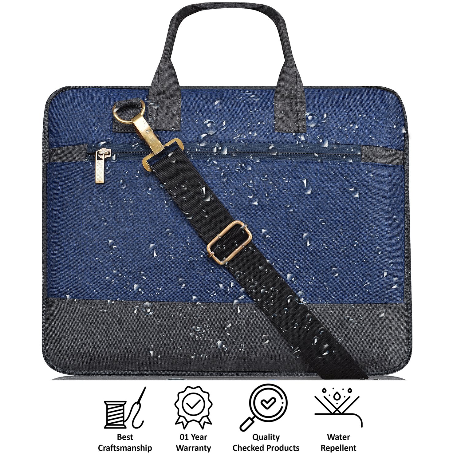 Blue & Grey Color Faux Leather 10L Messenger Bag BG34