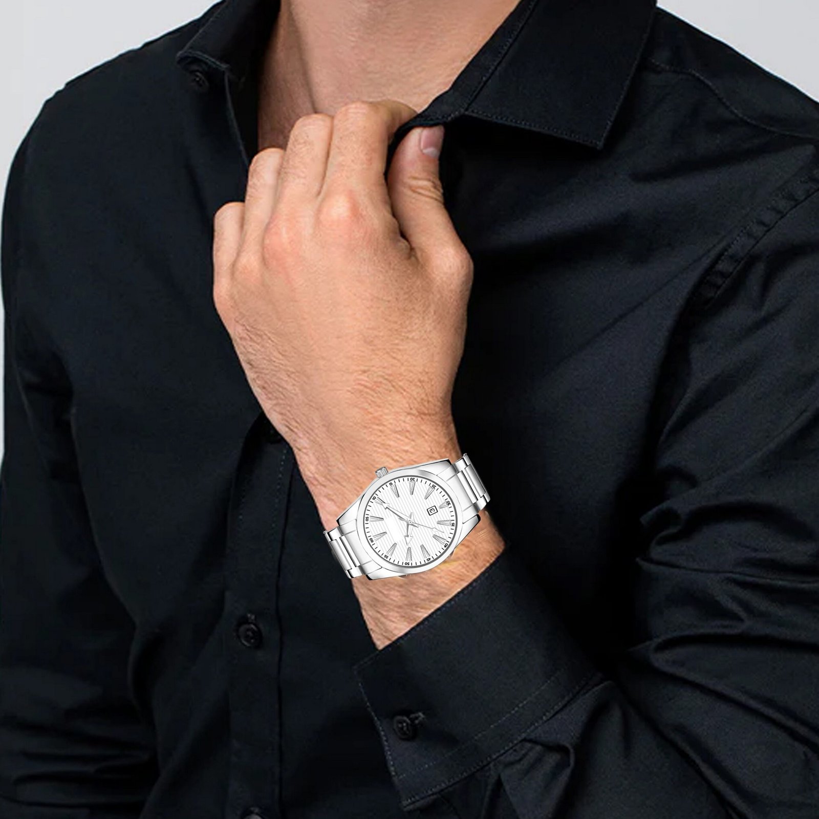 White Dial Date Function Analog Watch For Men LR152