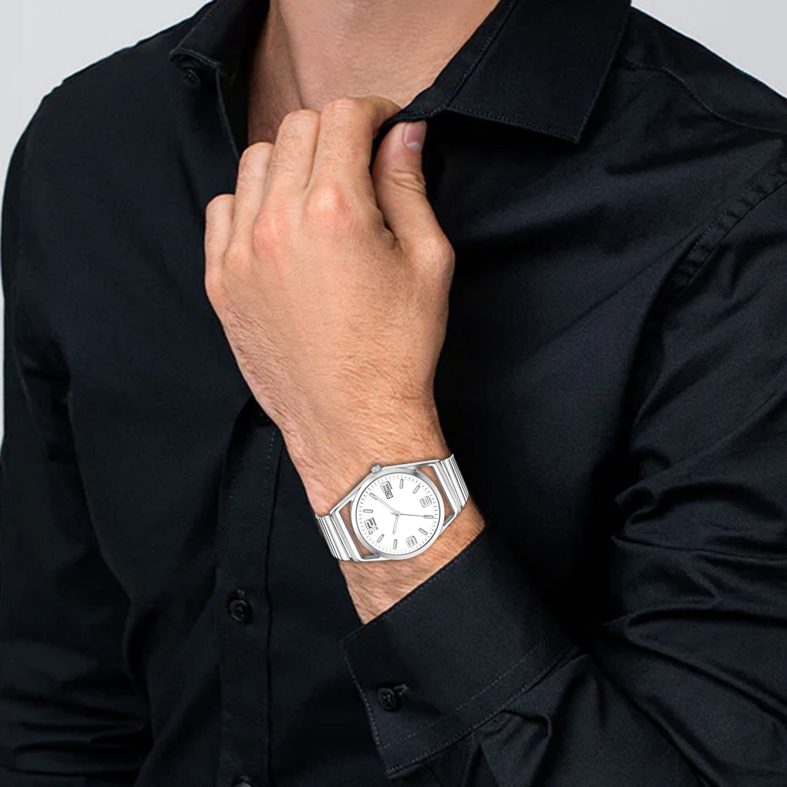 White Dial Date Function Analog Watch For Men LR157