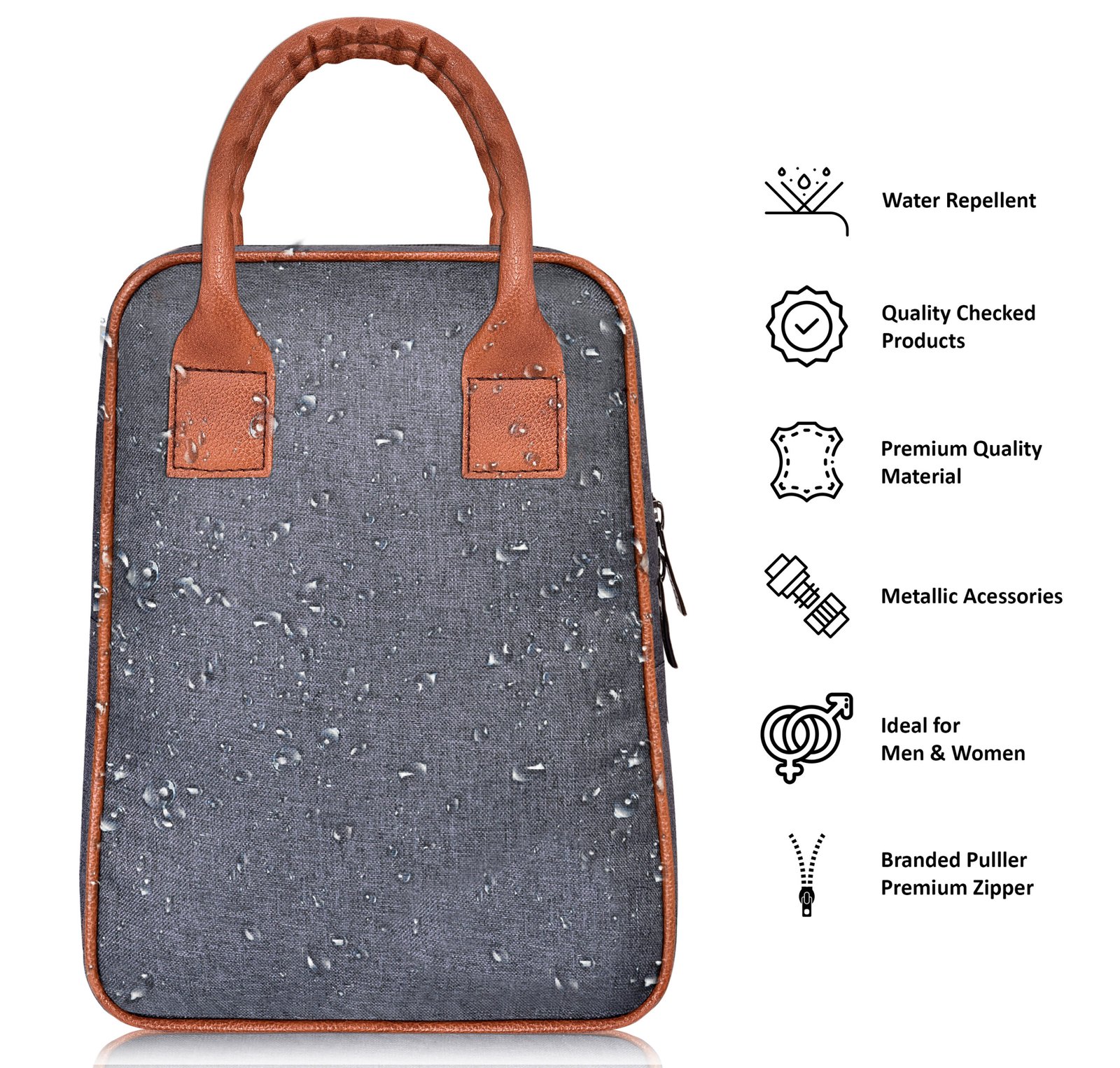 Grey Linen Textured Insulated Tiffin Bag TB04