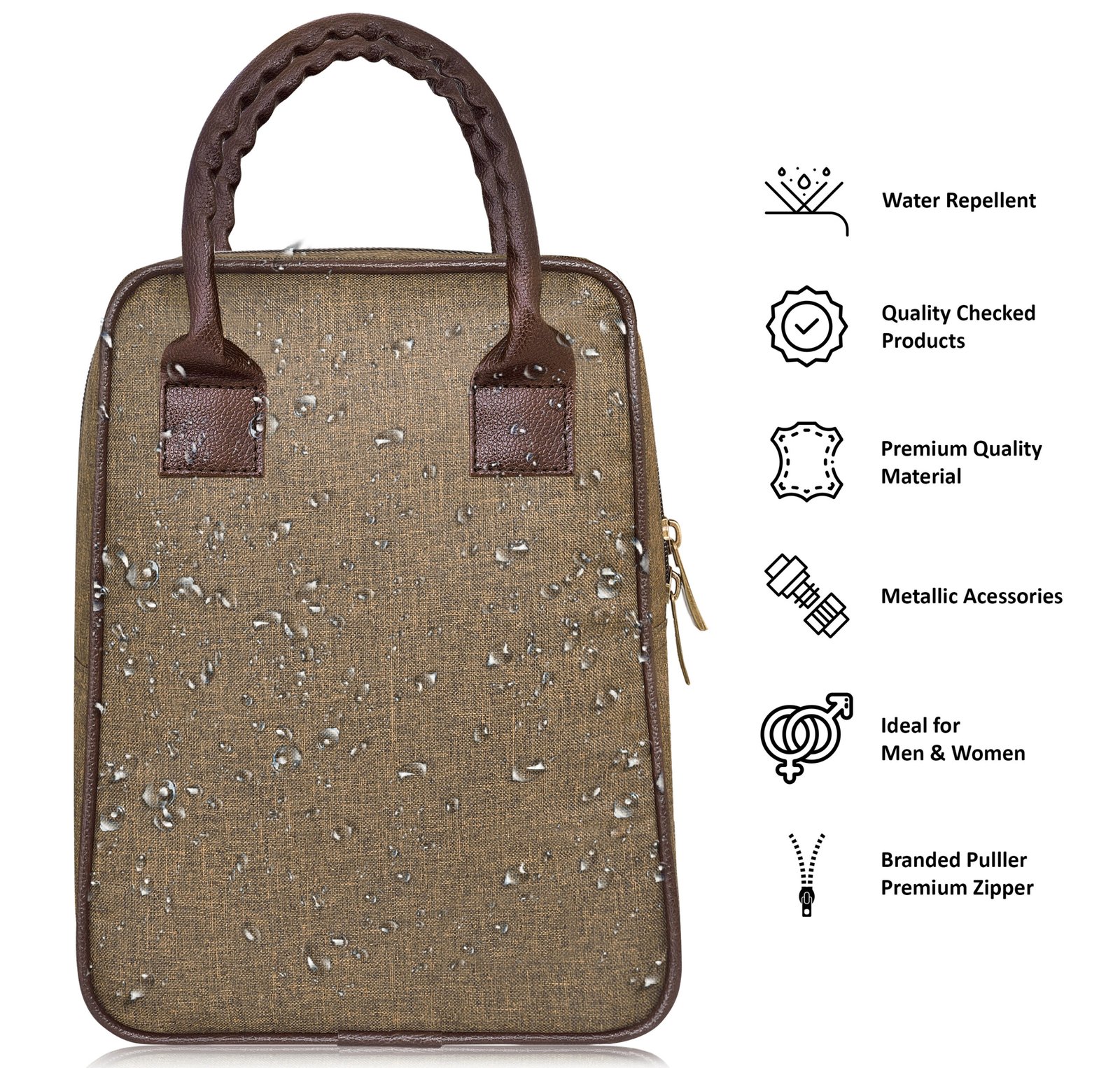Khaki Linen Textured Insulated Tiffin Bag TB03