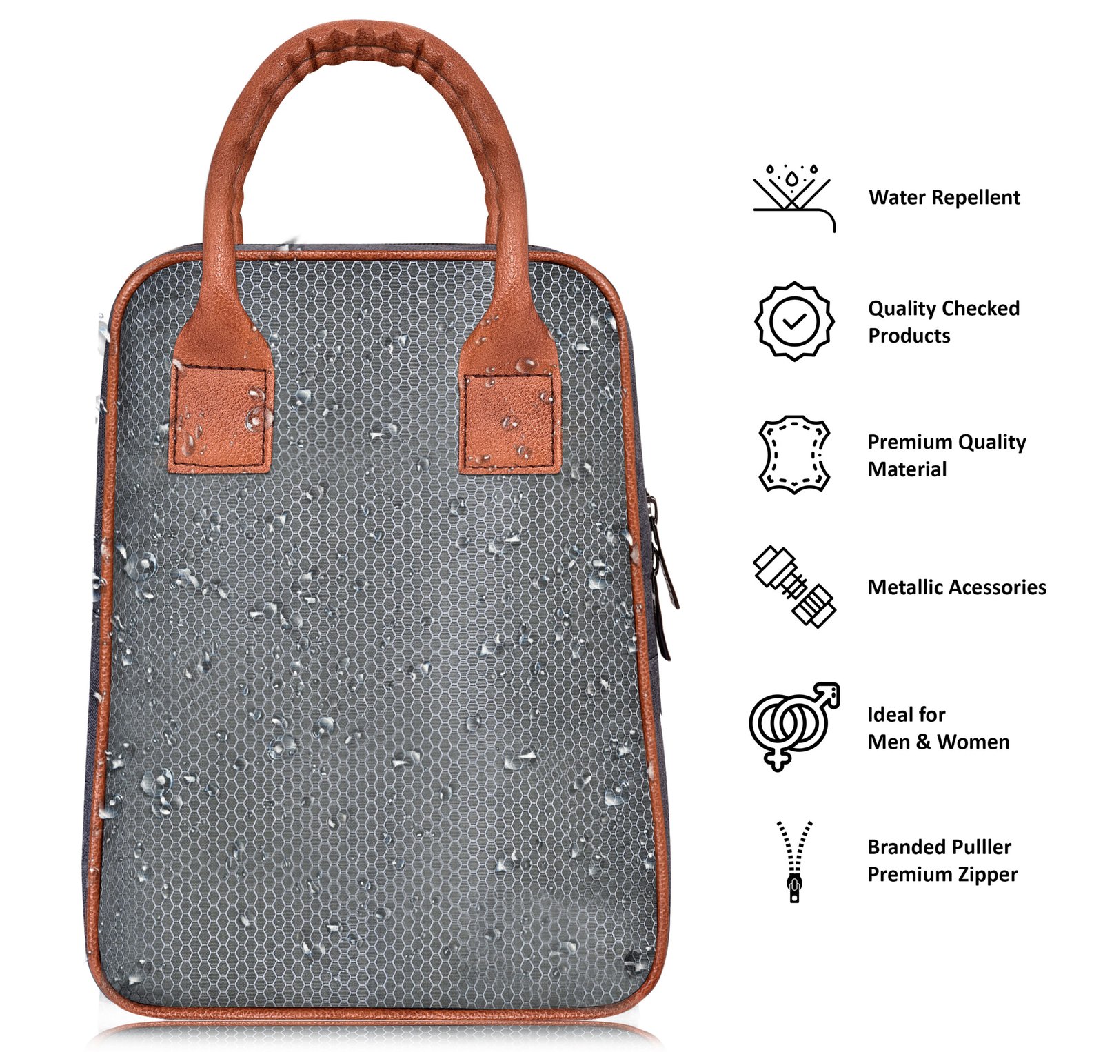 Grey Linen Textured Insulated Tiffin Bag TB02