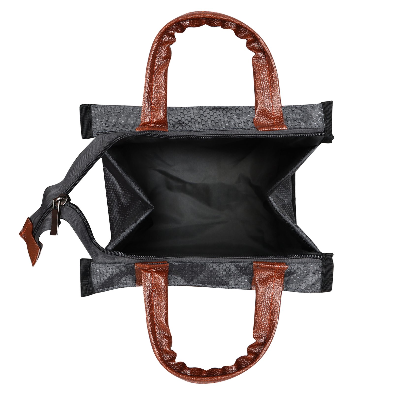 Grey Linen Textured Insulated Tiffin Bag TB10