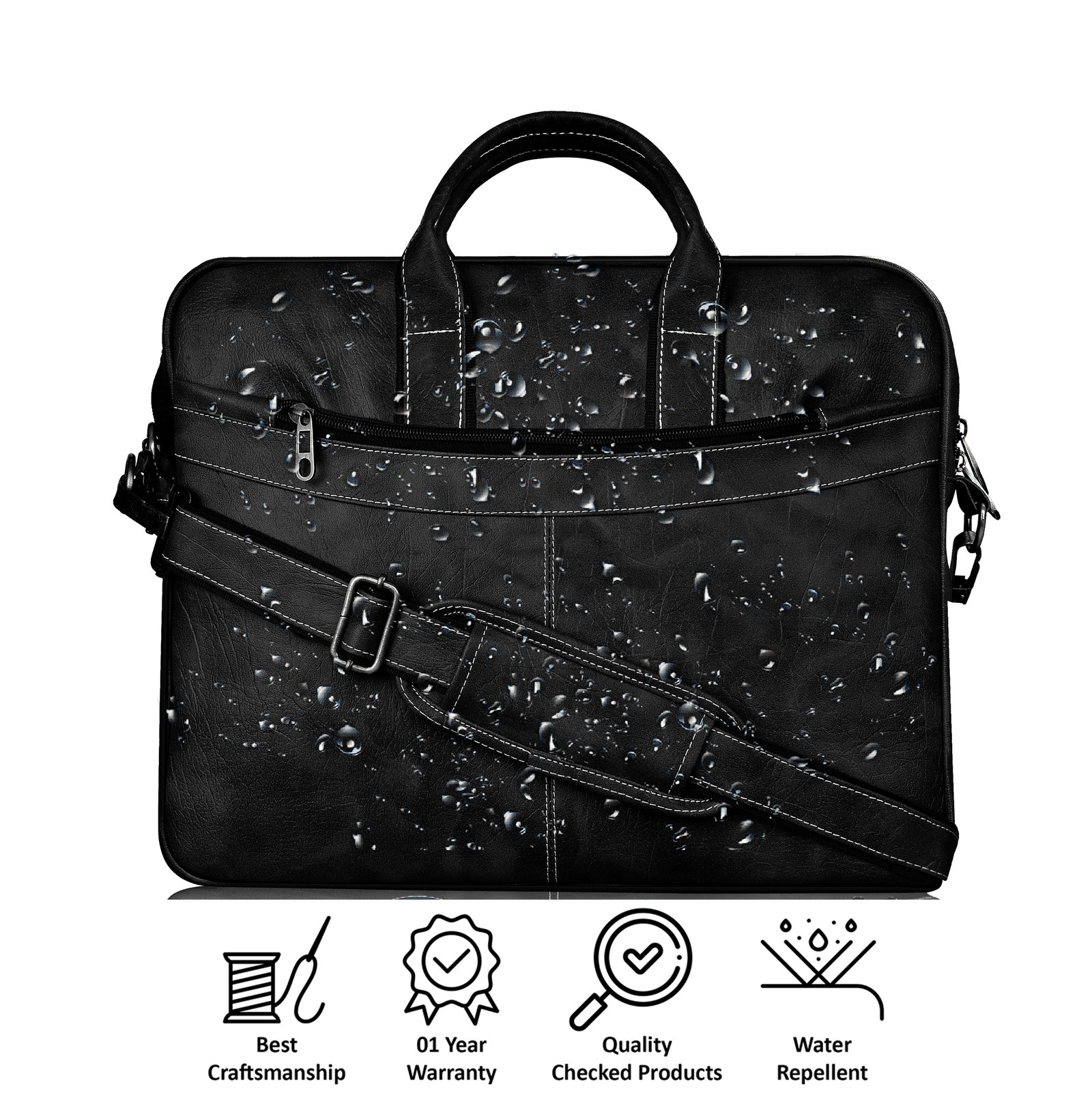 Black Color Faux Leather 10L Messenger Bag BG36