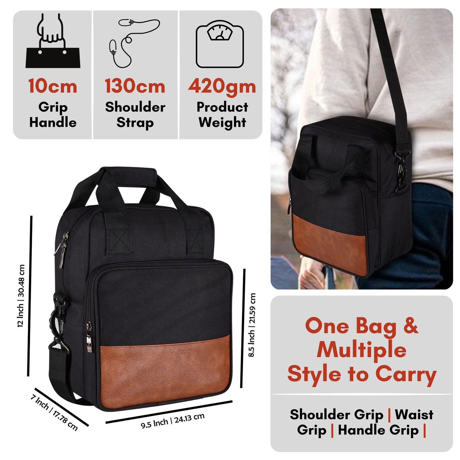 Black PVC Coated Matty Insulated Tiffin Bag TB17