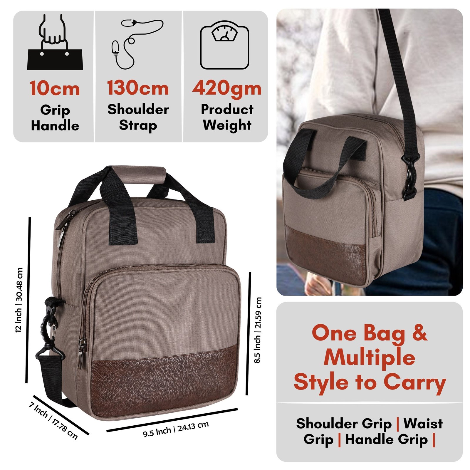 Mink Grey PVC Coated Matty Insulated Tiffin Bag TB18