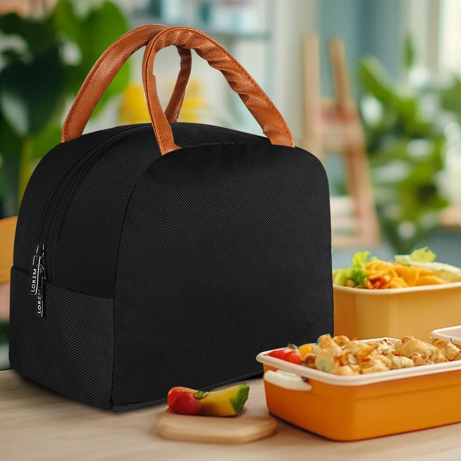 Black PVC Coated Matty Insulated Tiffin bag/Lunch Bag For Men & Women TB22