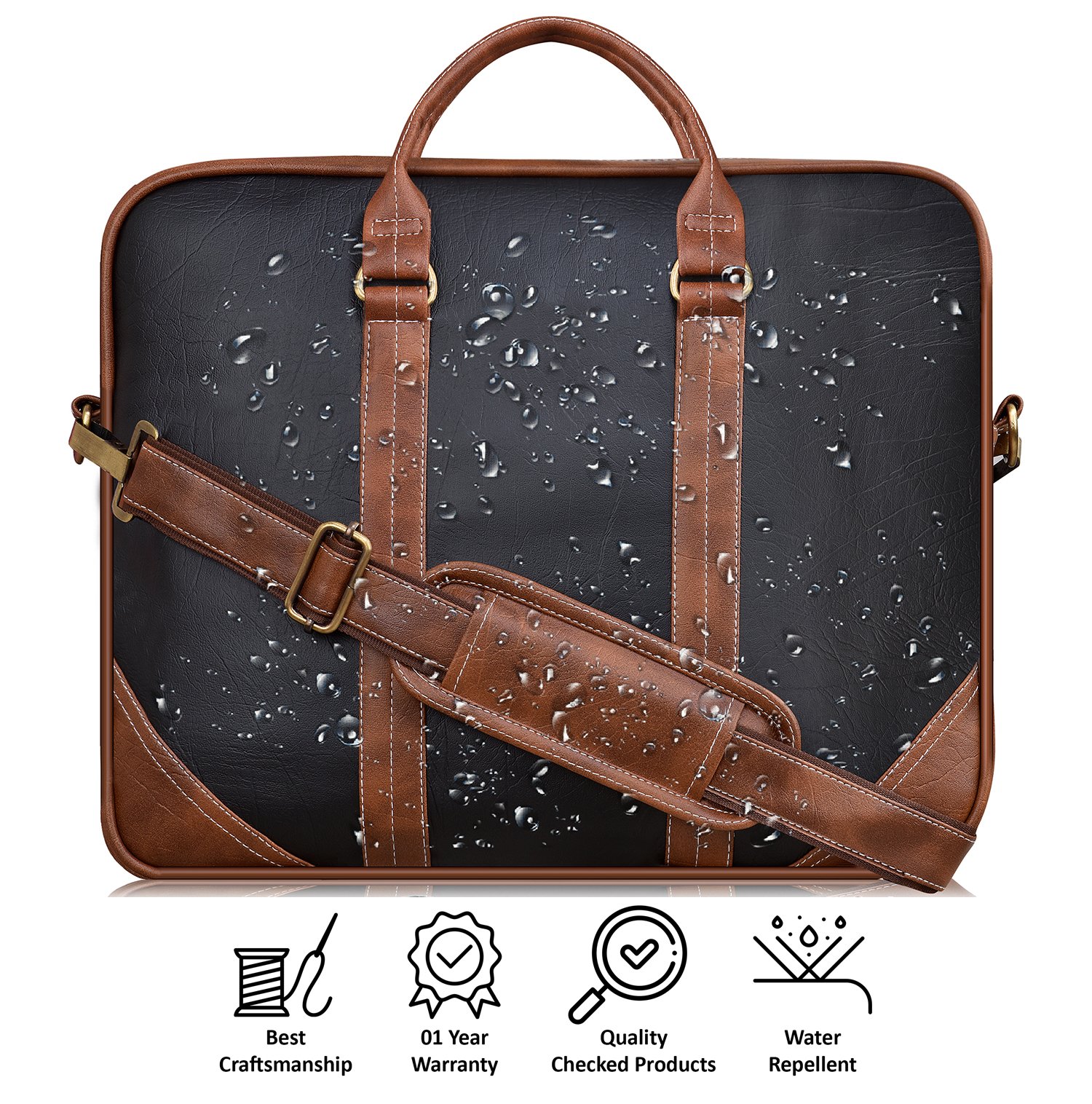 Black & Tan Color Faux Leather 10L Messenger Bag BG43