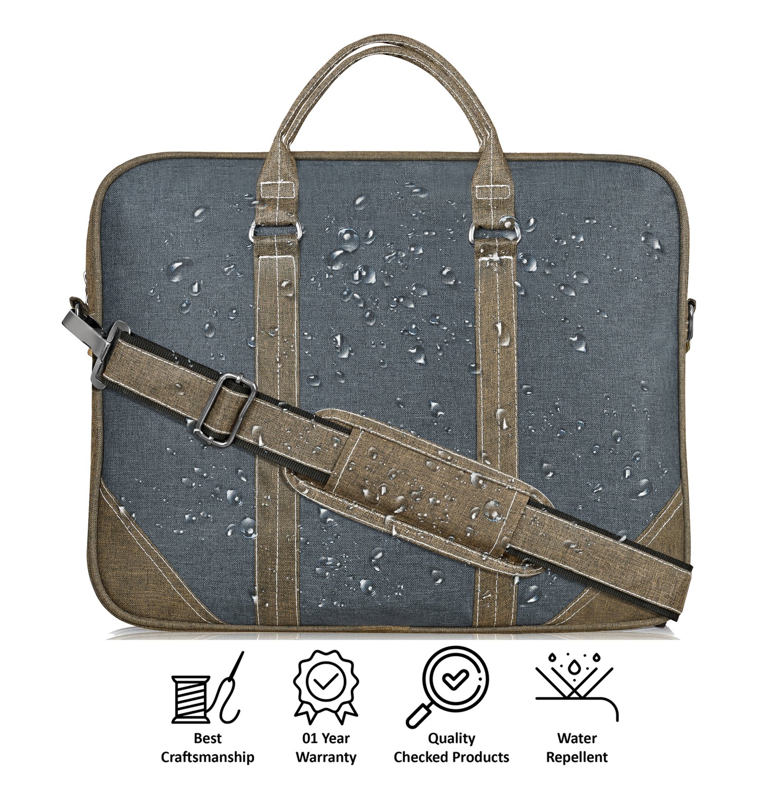 Grey & Khaki Color Linen 10L Messenger Bag BG46