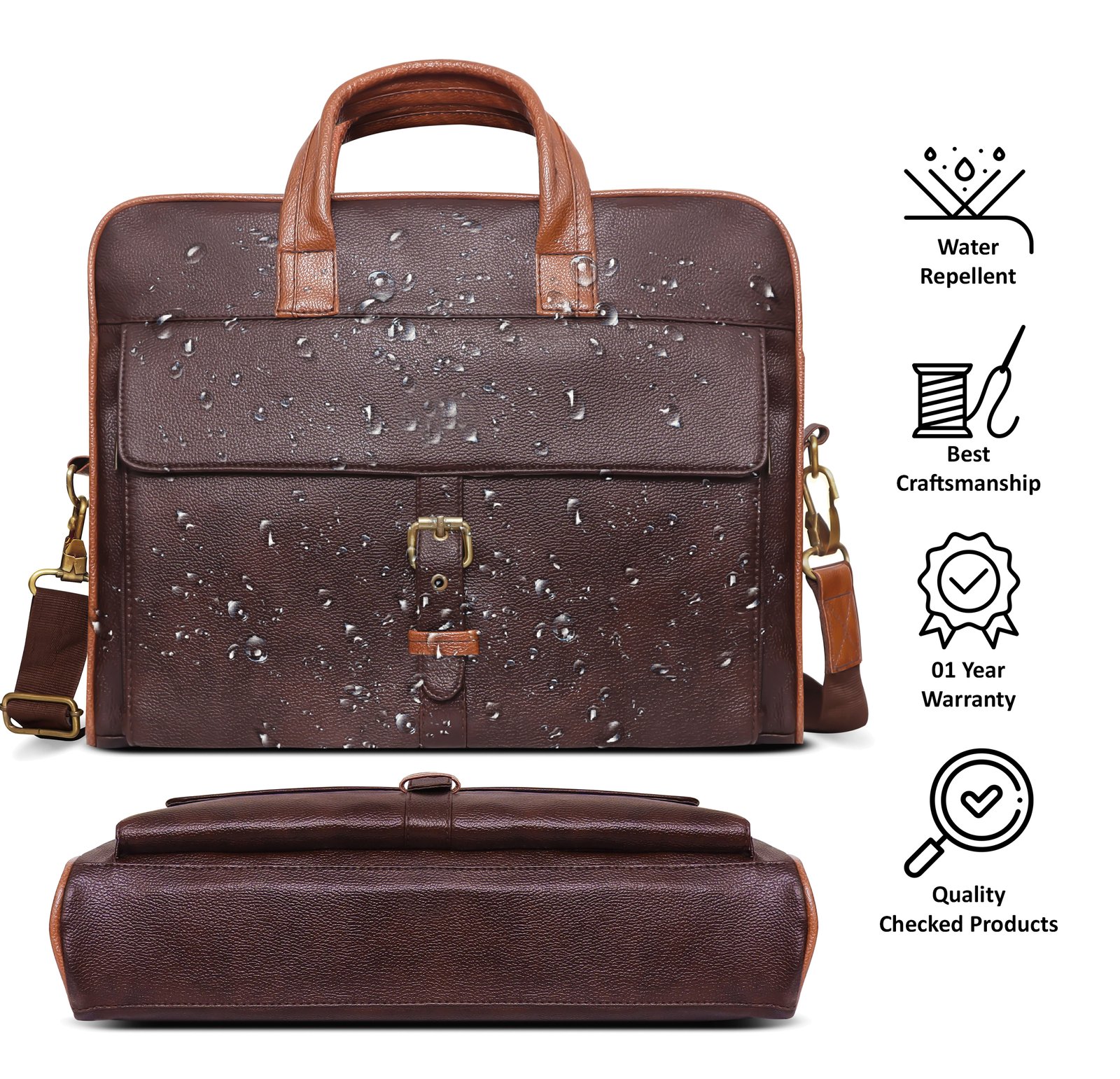 Brown Color Faux Leather 10L Messenger Bag BG55