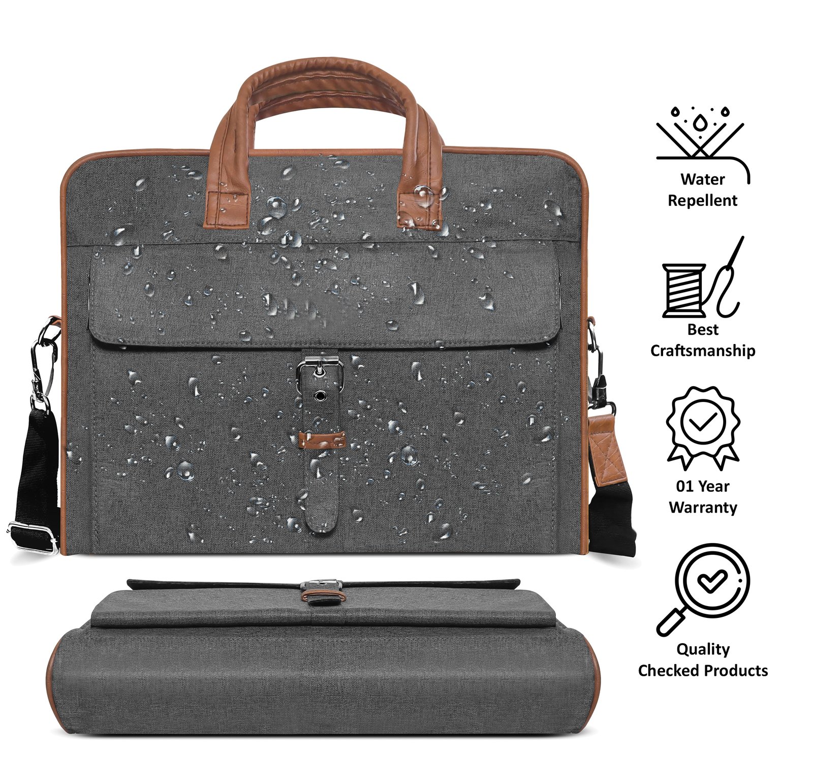 Grey Color Linen 10L Messenger Bag BG58