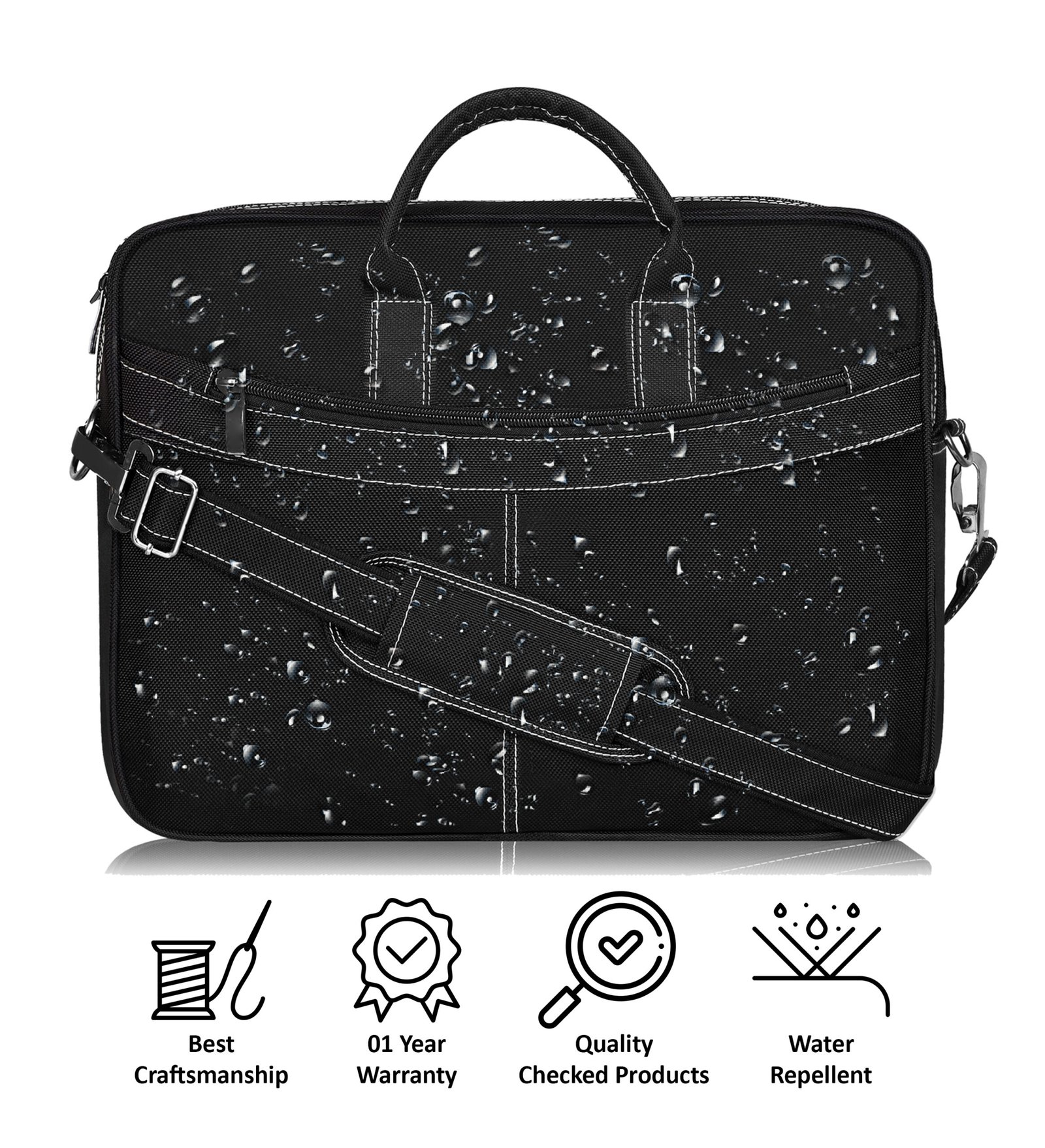 Black Color Linen fabric 10L Messenger Bag BG85