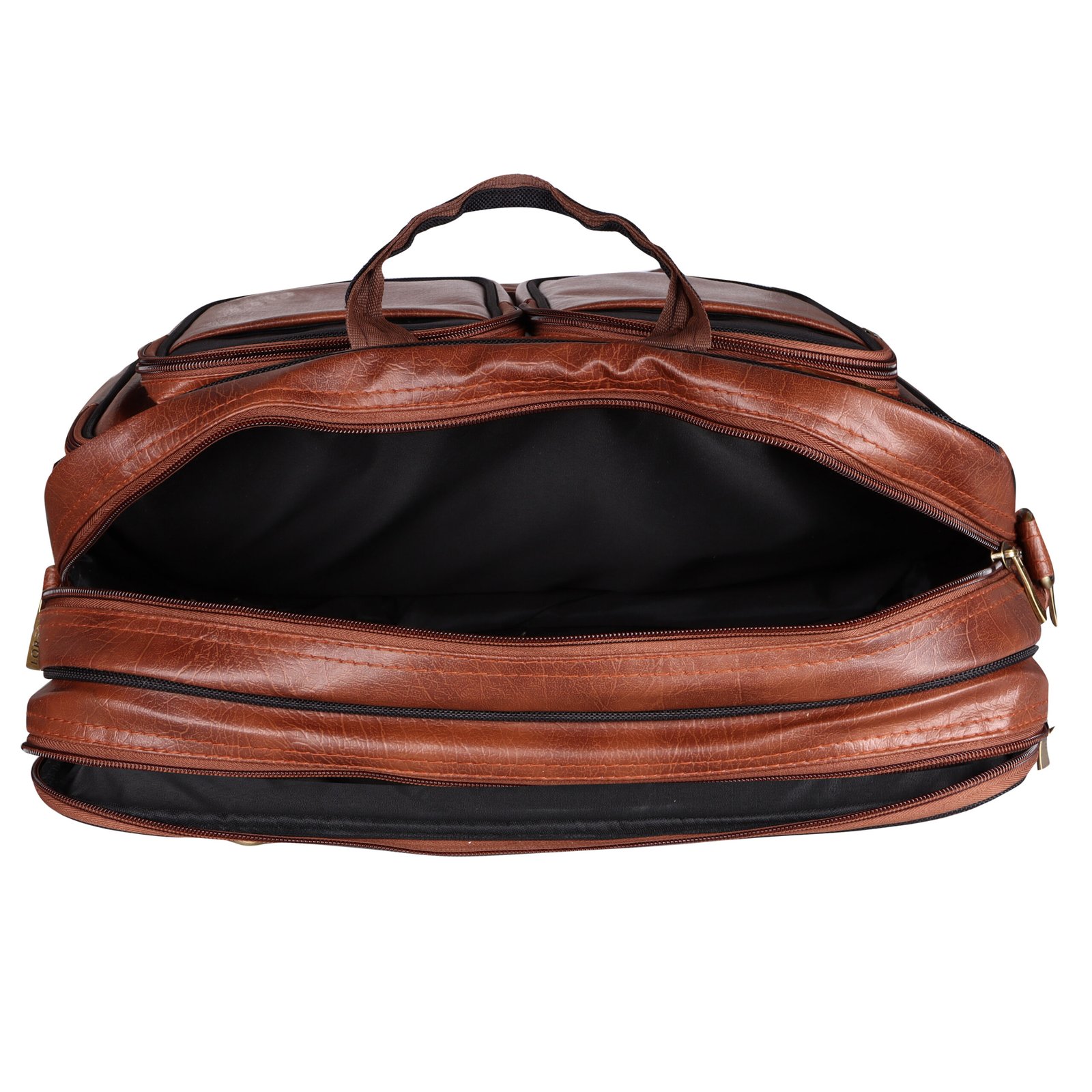 Tan & Black Color Faux Leather 28L Messenger Bag BG93