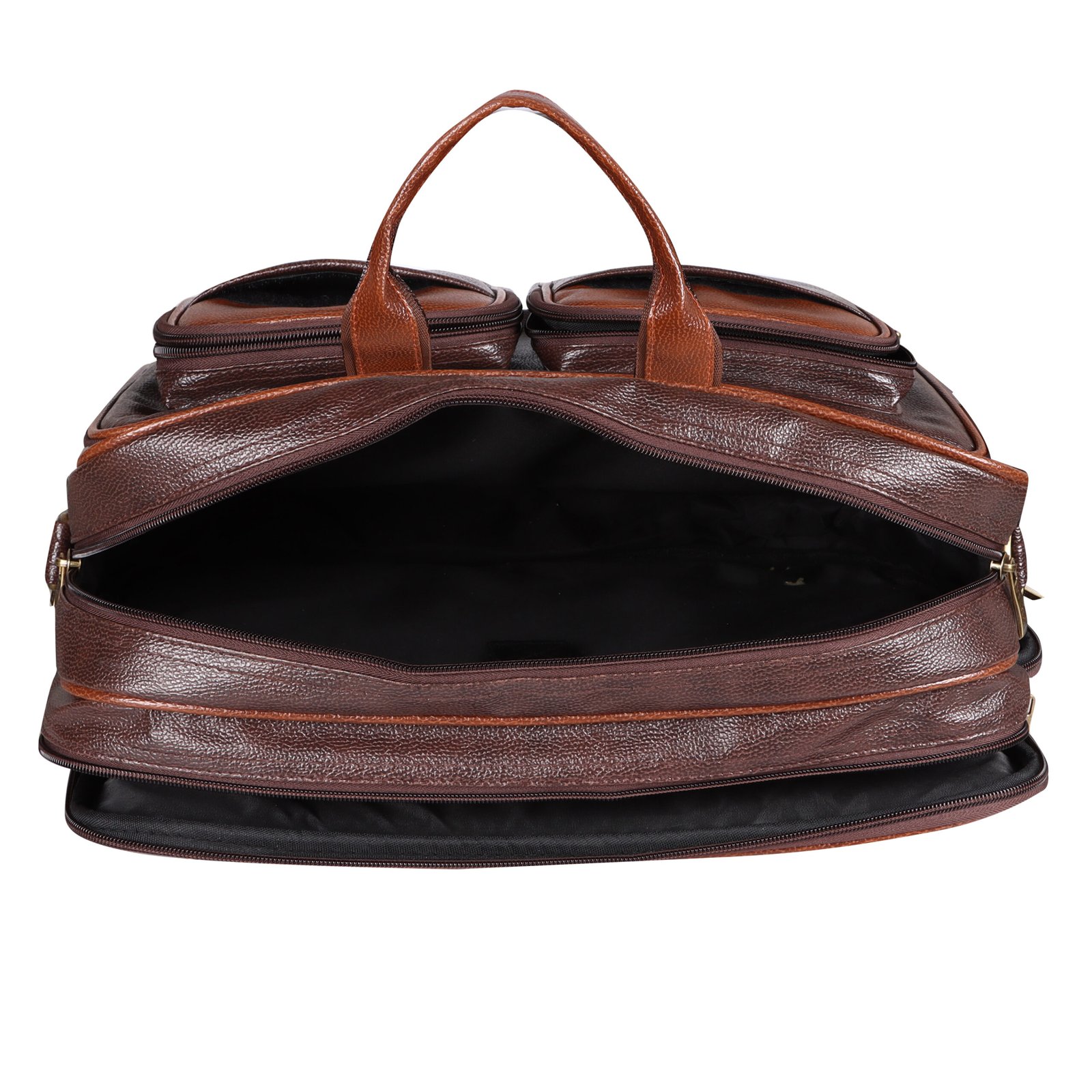 Chocolate & Tan Color Faux Leather 28L Messenger Bag BG95