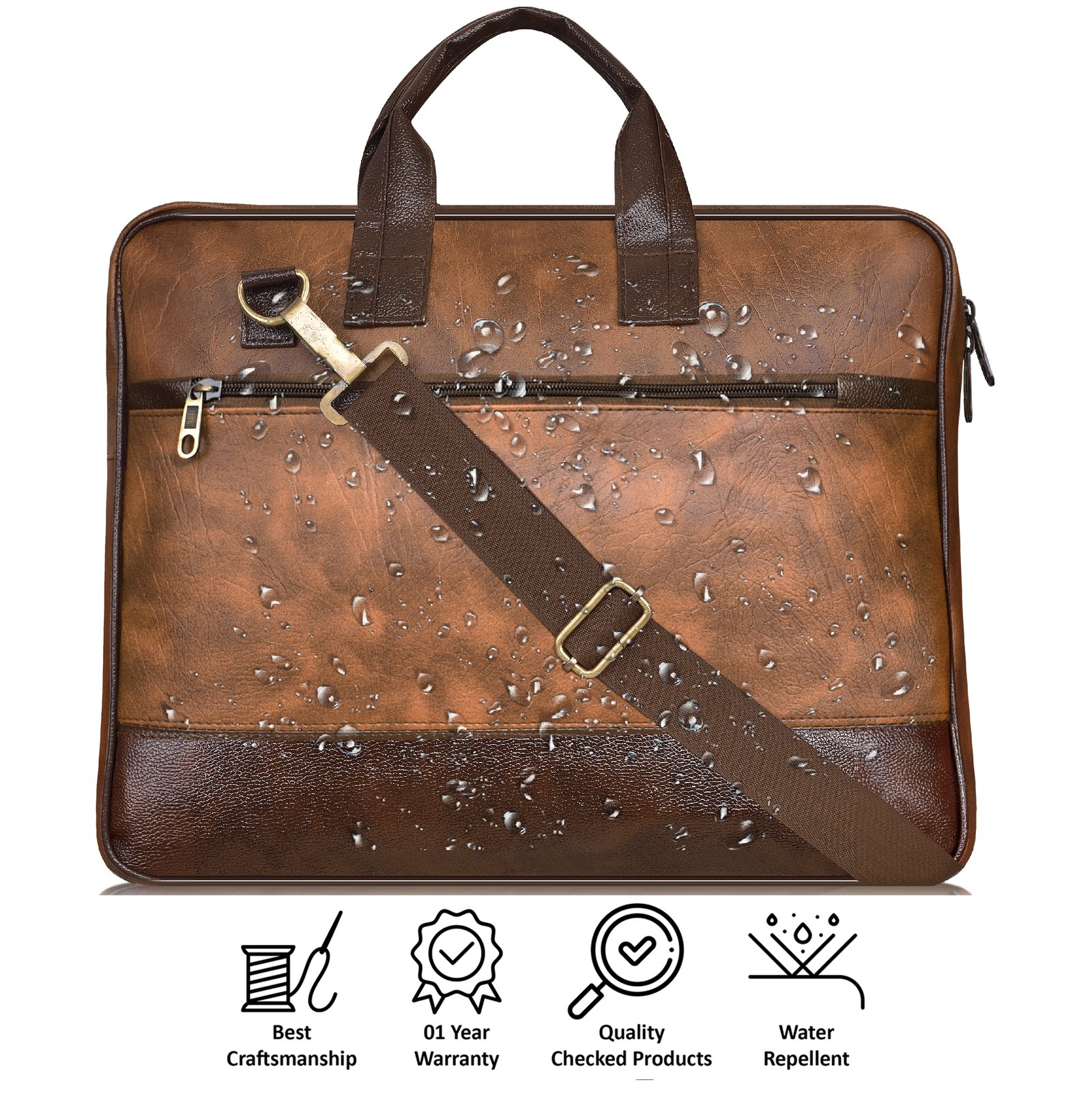 Tan & Brown Color Faux Leather 10L Messenger Bag BG12