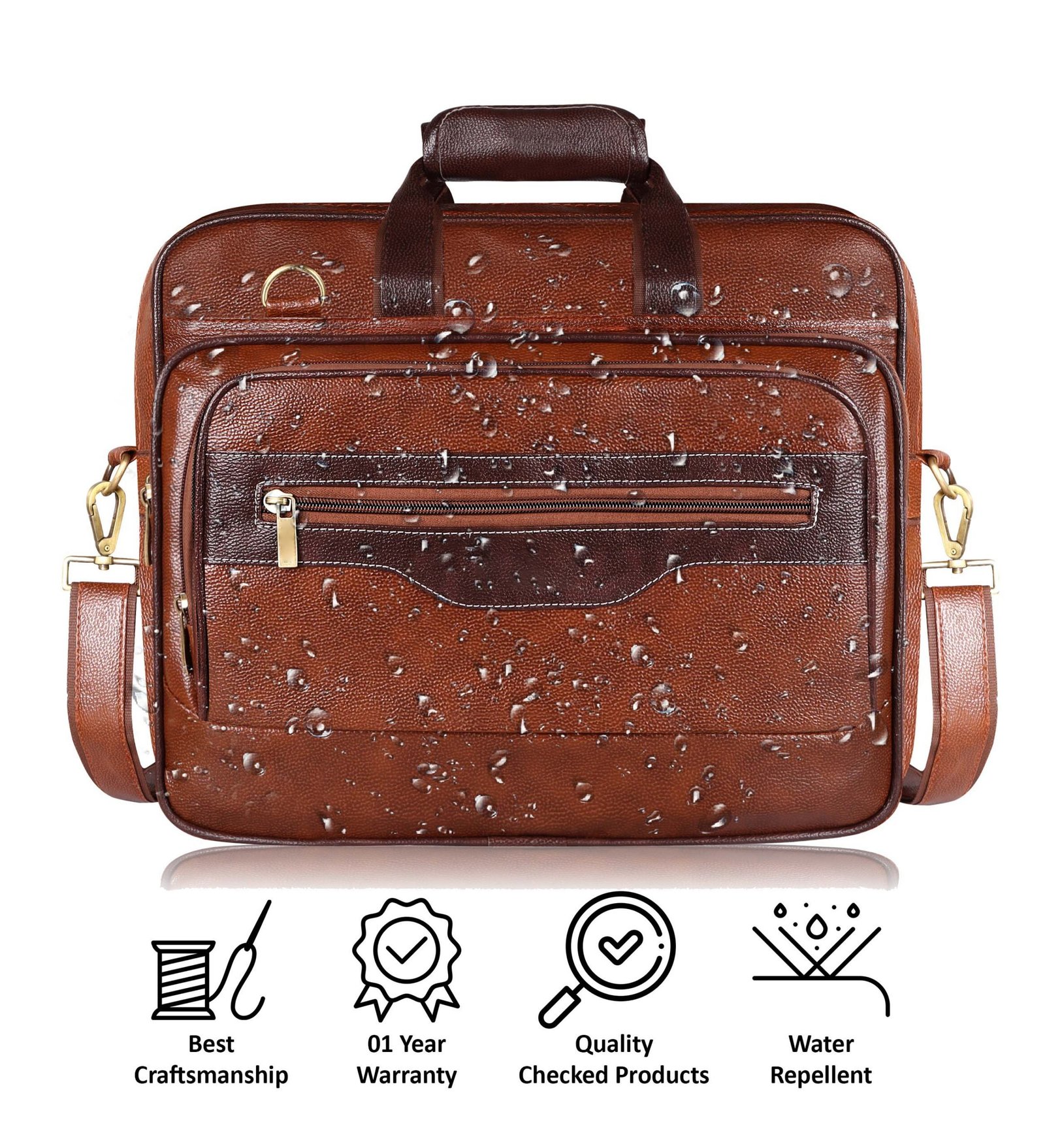 Tan & Brown Color Faux Leather 28L Messenger Bag BG103