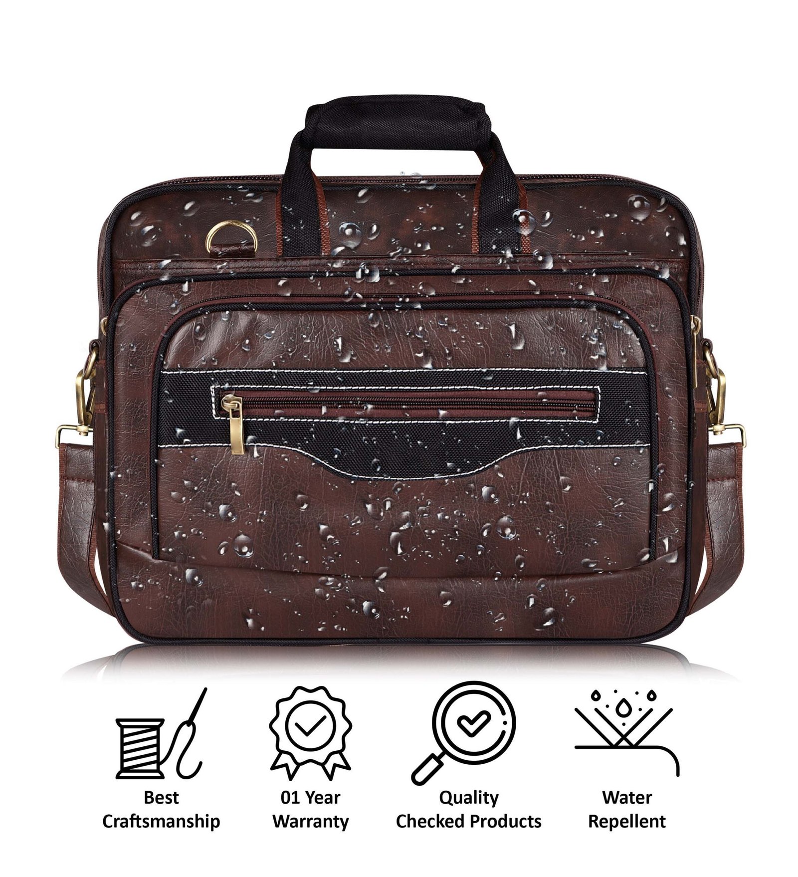 Brown & Black Color Faux Leather 28L Messenger Bag BG106