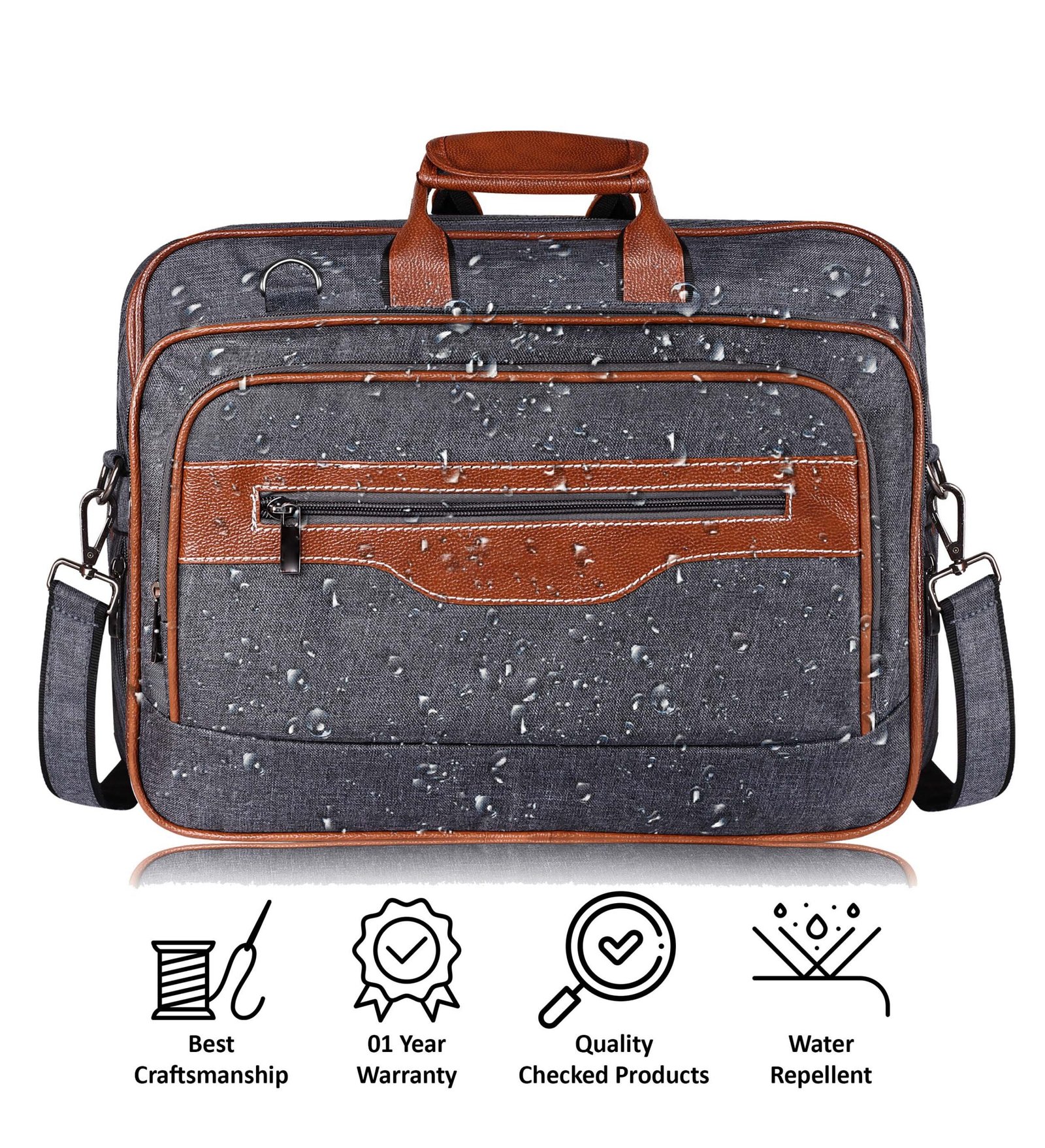 Grey & Tan Color Linen fabric 28L Messenger Bag BG107