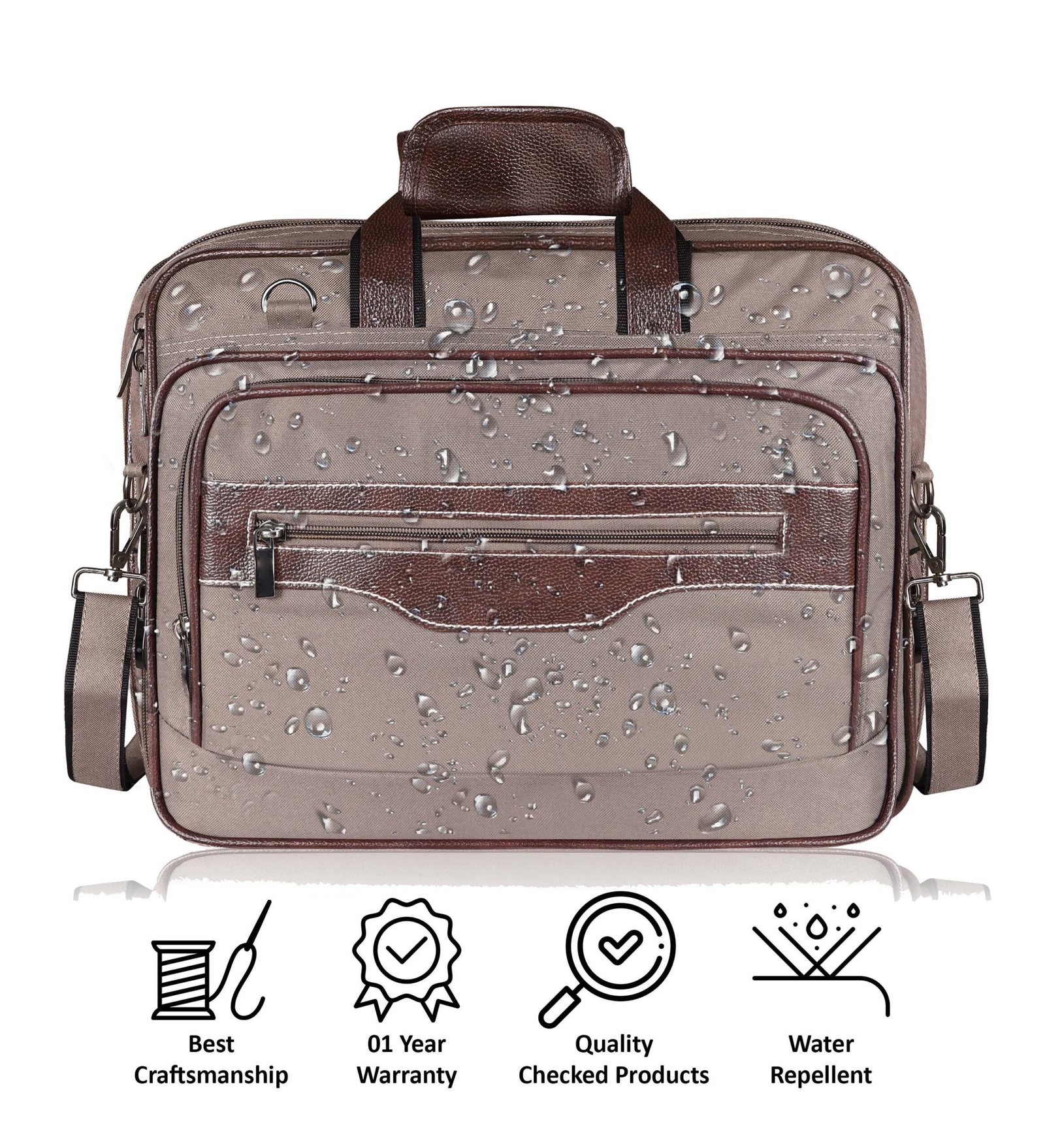 Grey & Brown Color PVC Coated Fabric 28L Messenger Bag BG110