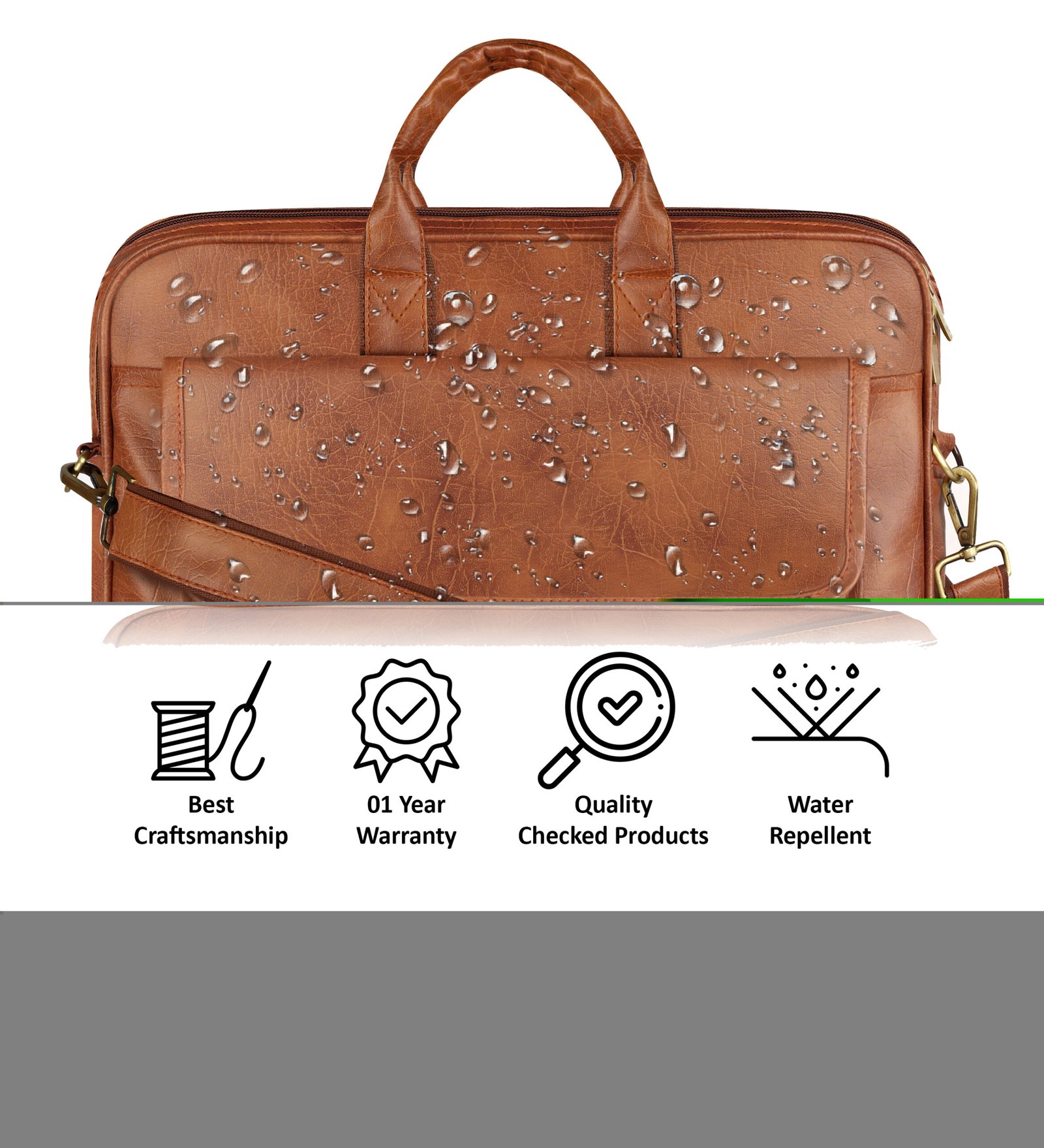 Matte Tan Color Faux Leather 9.44L Messenger Bag BG111