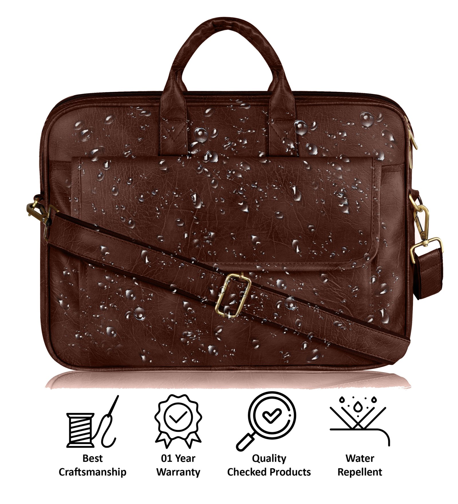 Matte Brown Color Faux Leather 9.44L Messenger Bag BG115