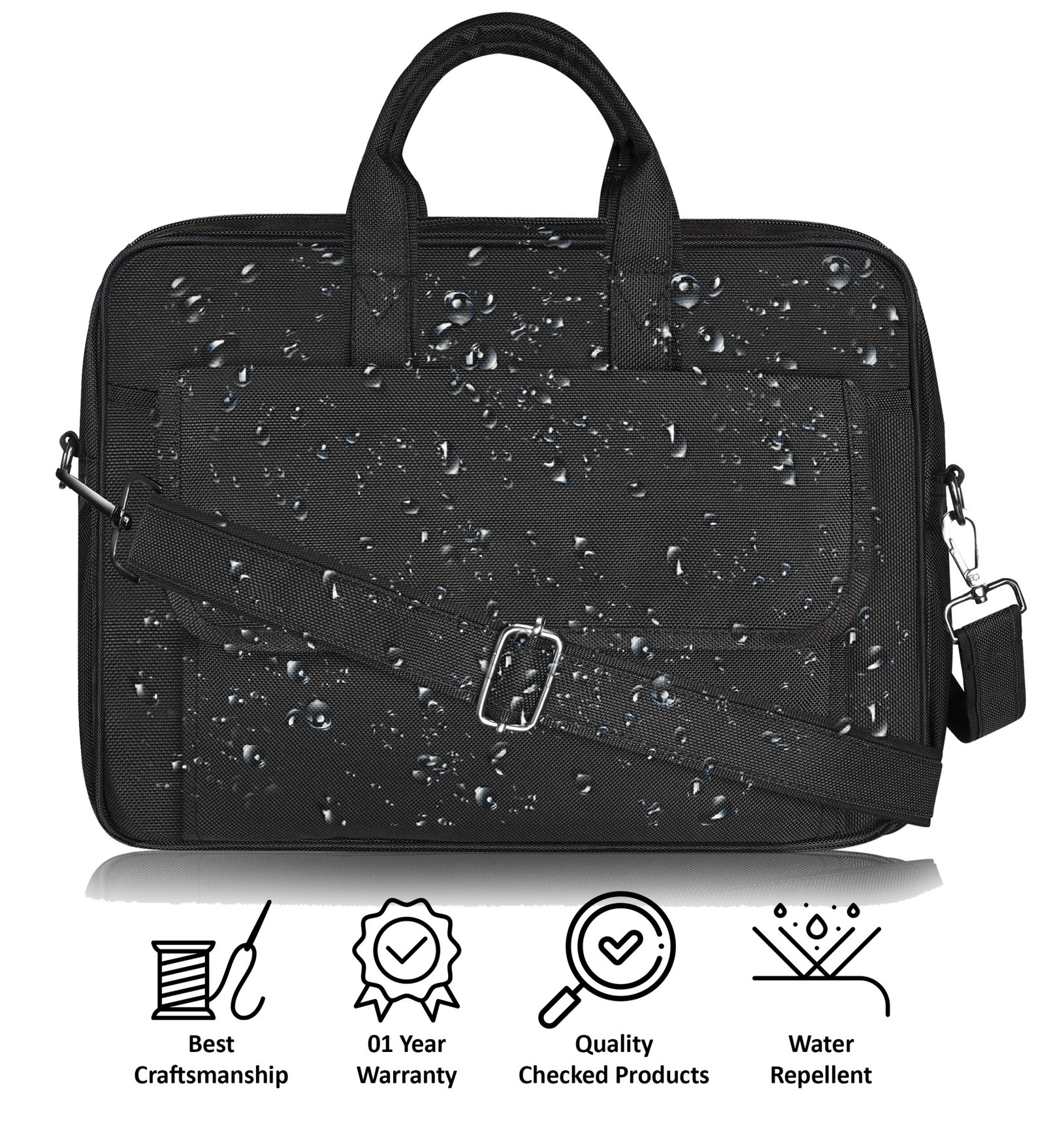 Linen Black Color PVC Coated Fabric 9.44L Messenger Bag BG118