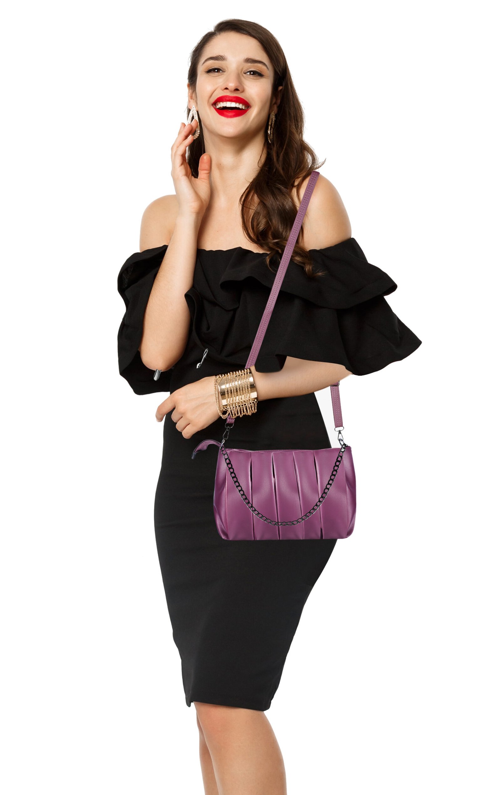 Purple Designer Faux Leather Handbag HB27