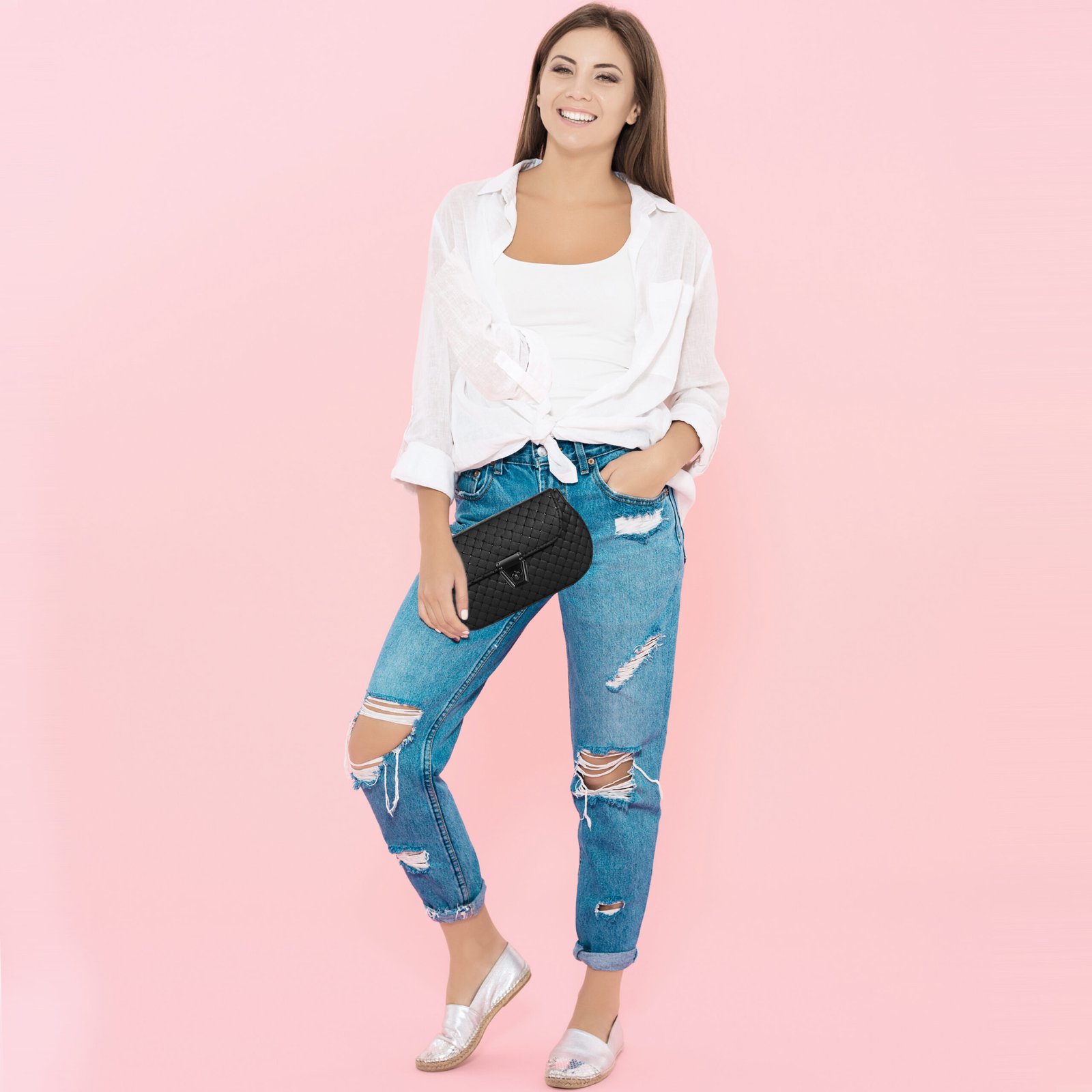 Black Designer Faux Leather Handbag HB52