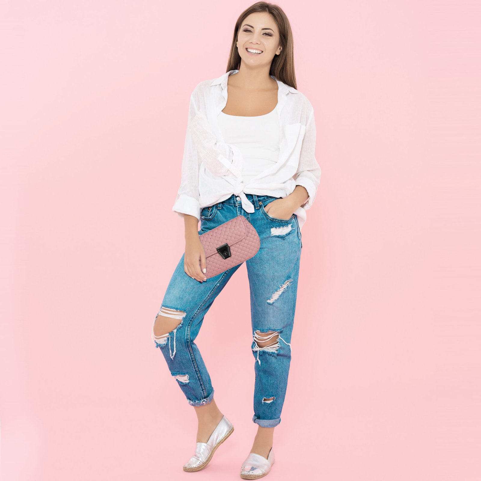 Peach Designer Faux Leather Handbag HB56