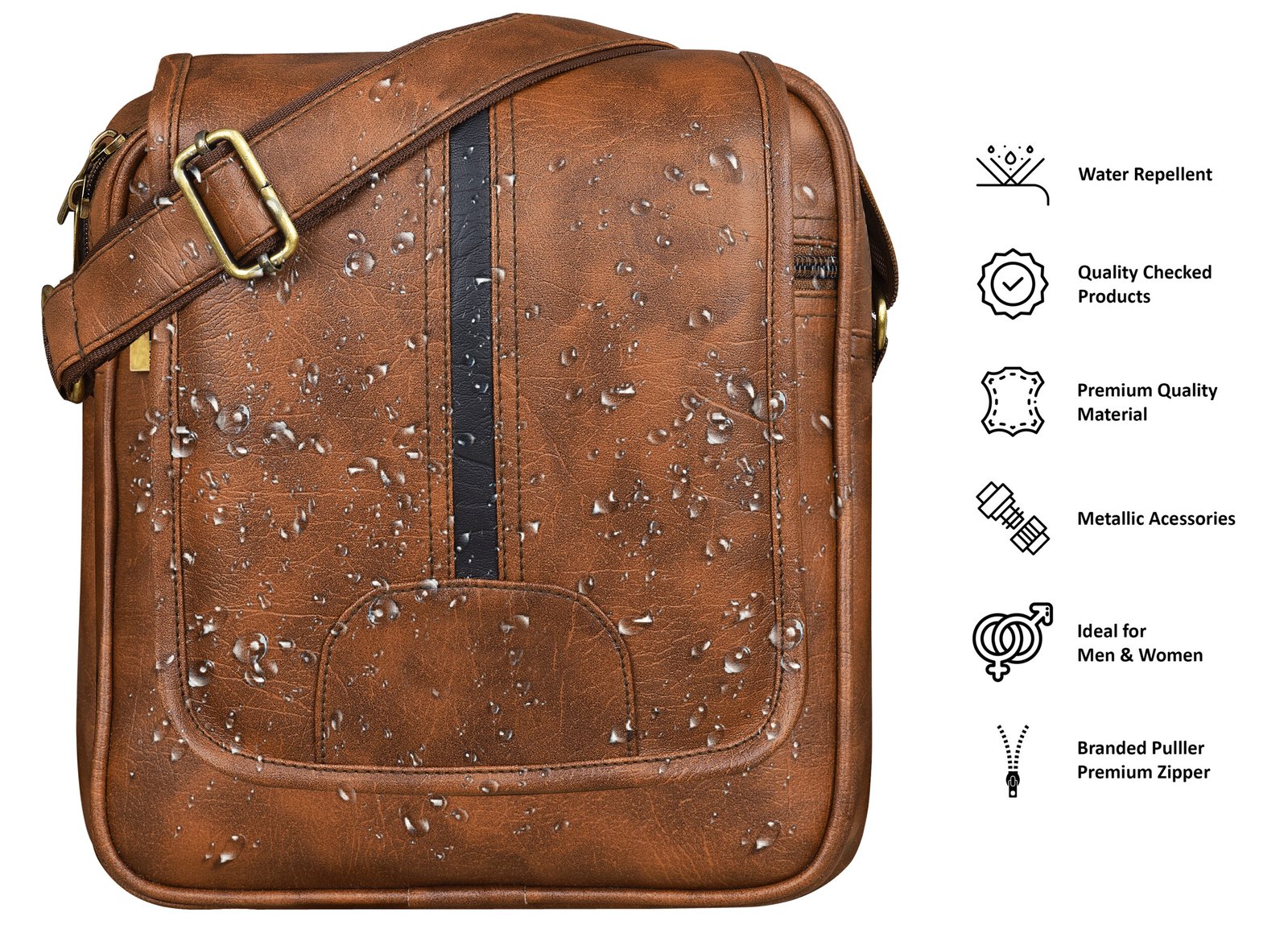 Tan Casual Faux Leather Cross Body Sling Bag SL01