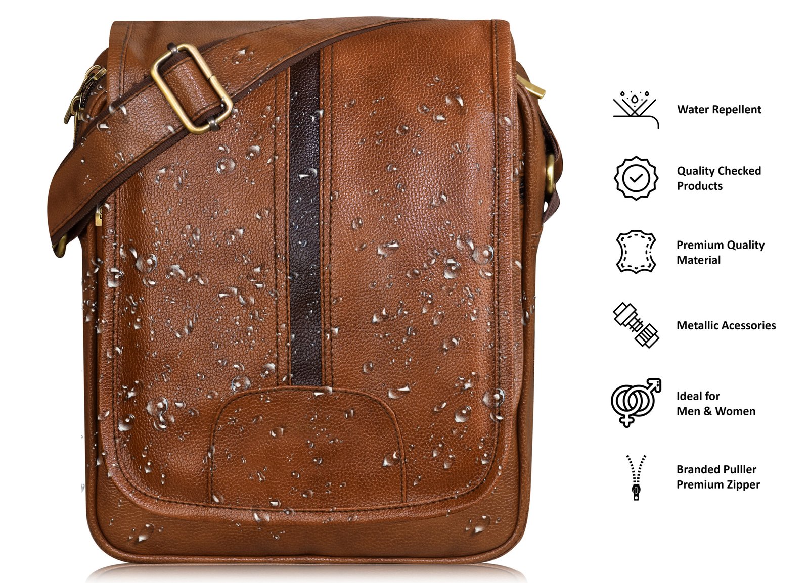 Tan Stylish Faux Leather Cross Body Sling Bag SL04