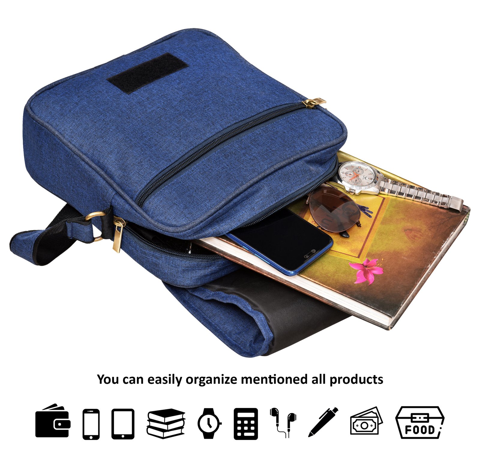 Blue Stylish Linen Textured Cross Body Sling Bag SL06