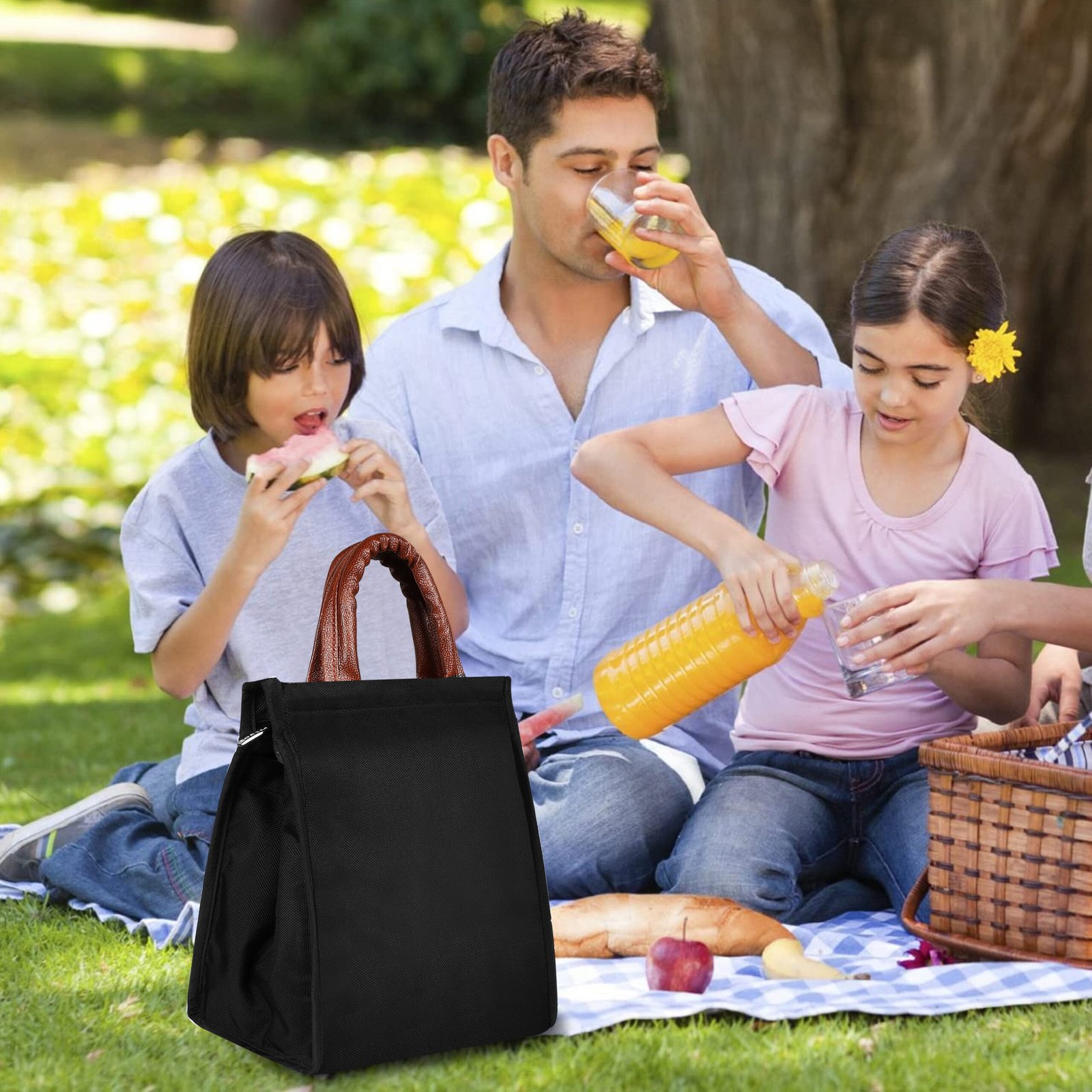 Black PVC Coated Matty Insulated Tiffin Bag TB11