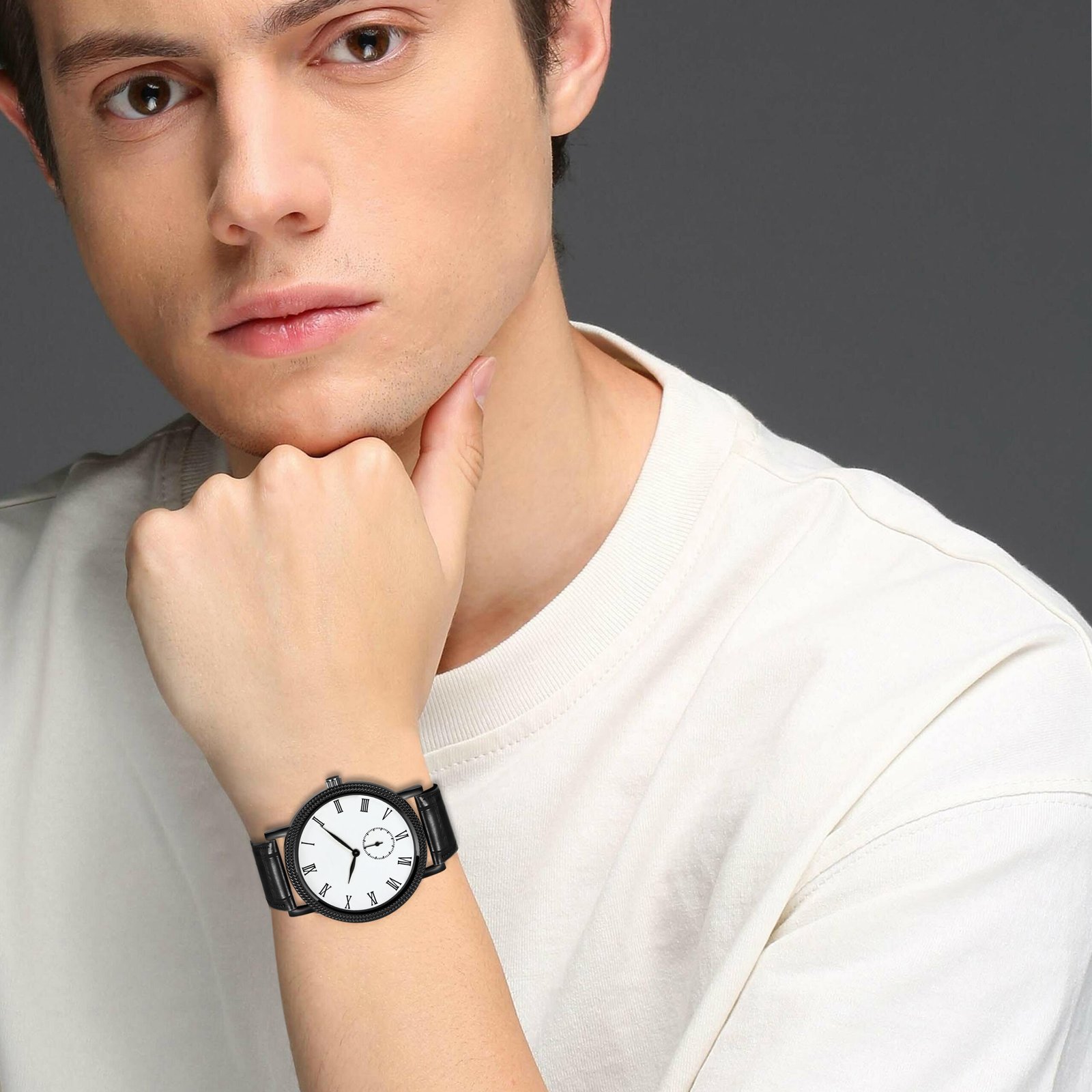 White Chronograph Working / Side Second Analog Watch For Men LR163