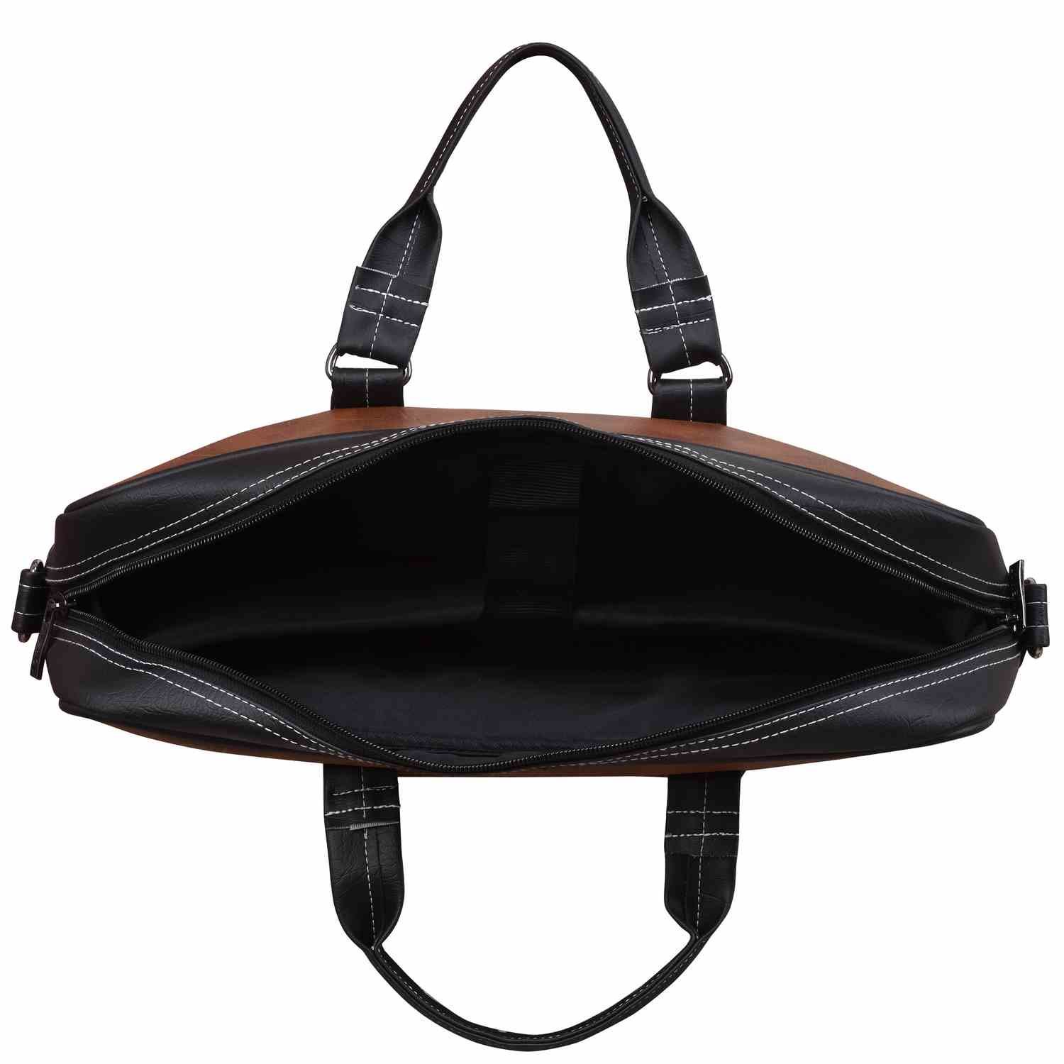 Tan & Black Color Faux Leather 10L Messenger Bag BG41