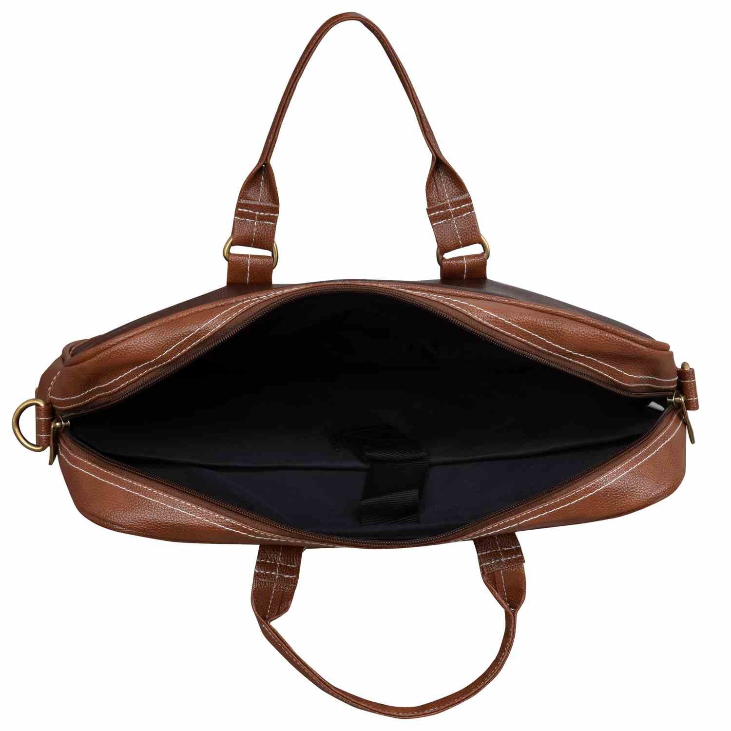 Brown & Tan Color Faux Leather 10L Messenger Bag BG42