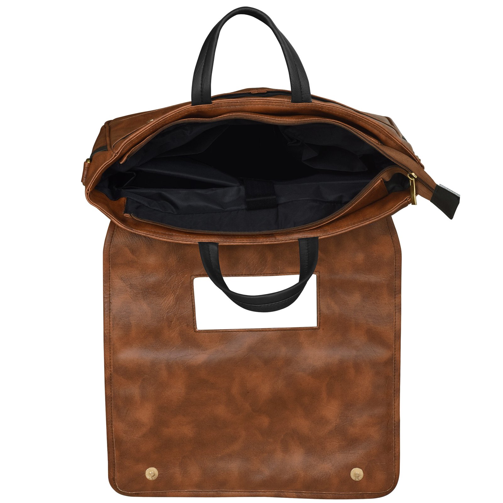 Tan & Black Color Faux Leather 10L Messenger Bag BG47