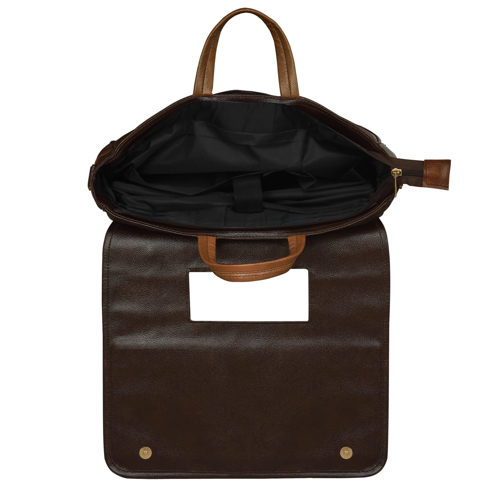 Chocolate & Tan Color Faux Leather 10L Messenger Bag BG49