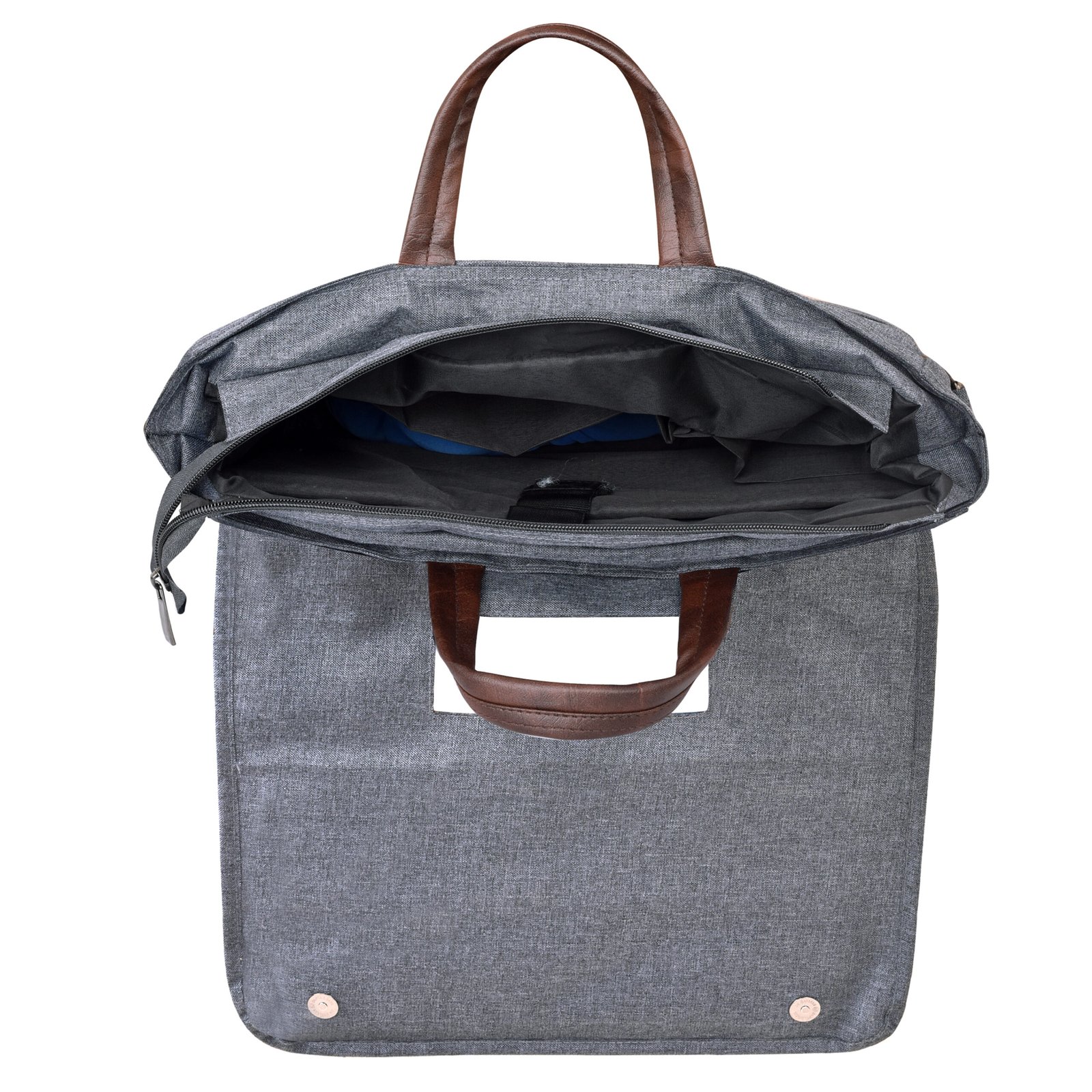 Grey & Brown Color Faux Leather 10L Messenger Bag BG51