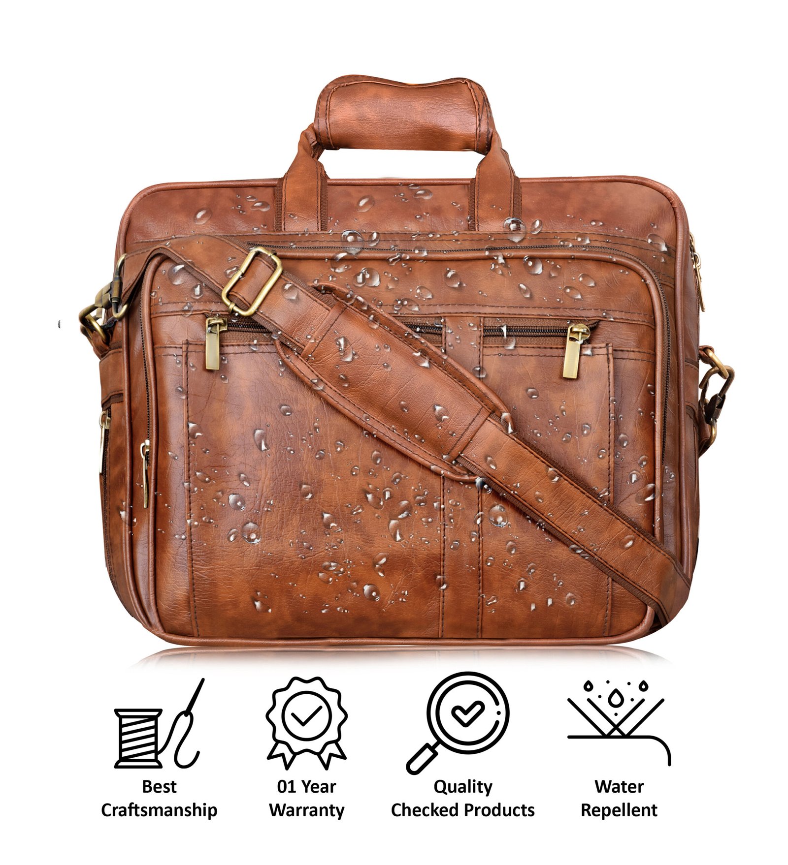 Tan Color Faux Leather 28L Messenger Bag BG59