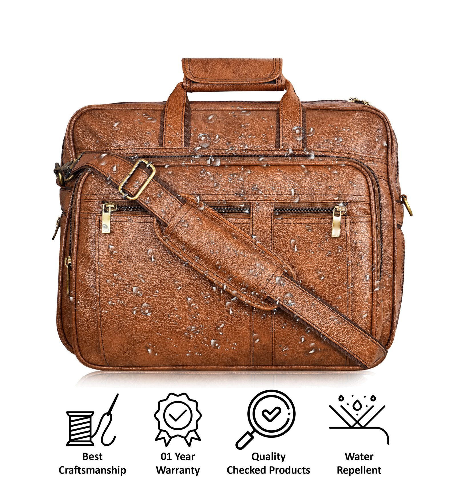 Tan Color Faux Leather 28L Messenger Bag BG60