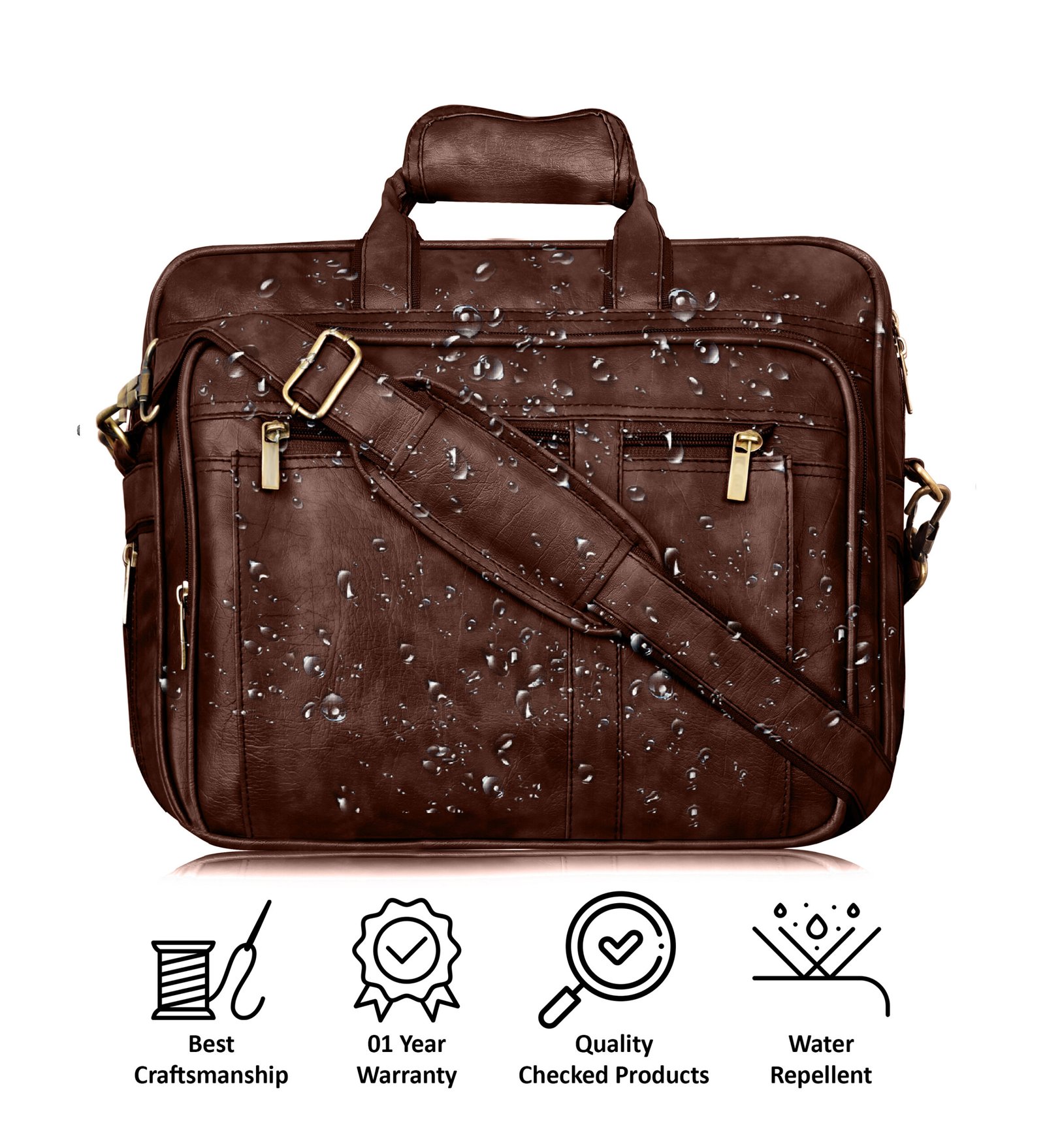 Brown Color Faux Leather 28L Messenger Bag BG63
