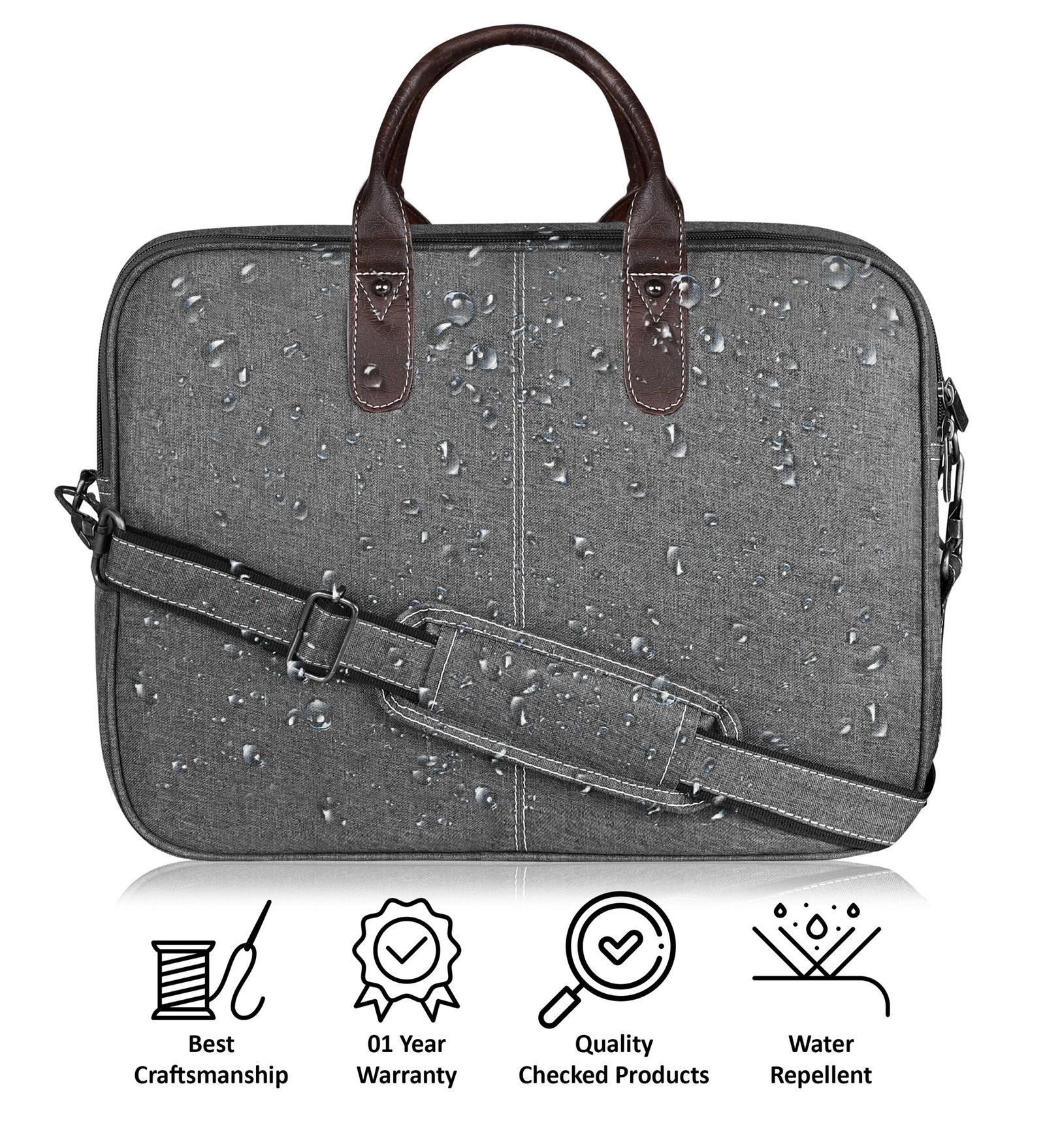 Grey Color Linen fabric 10L Messenger Bag BG73