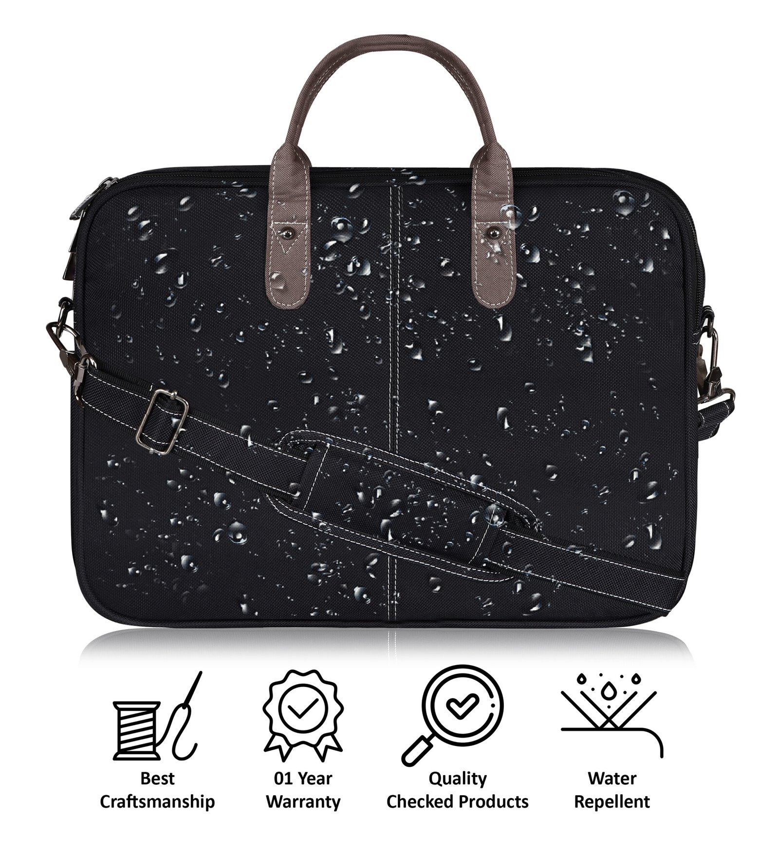 Black Color PVC Coated Fabric 10L Messenger Bag BG76