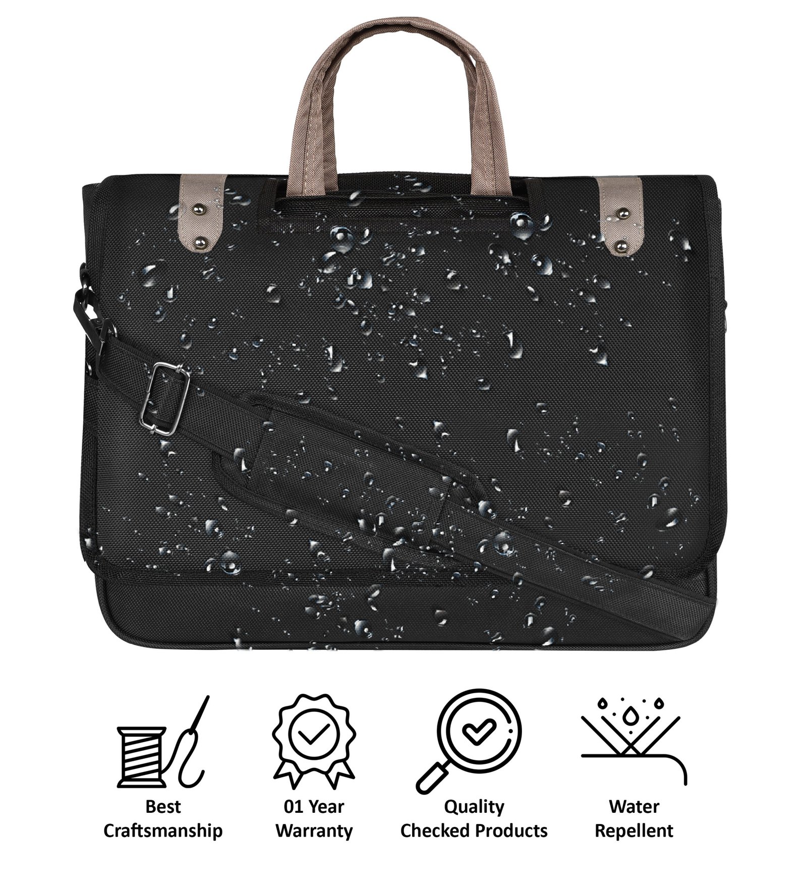 Black Color Linen fabric 10L Messenger Bag BG89