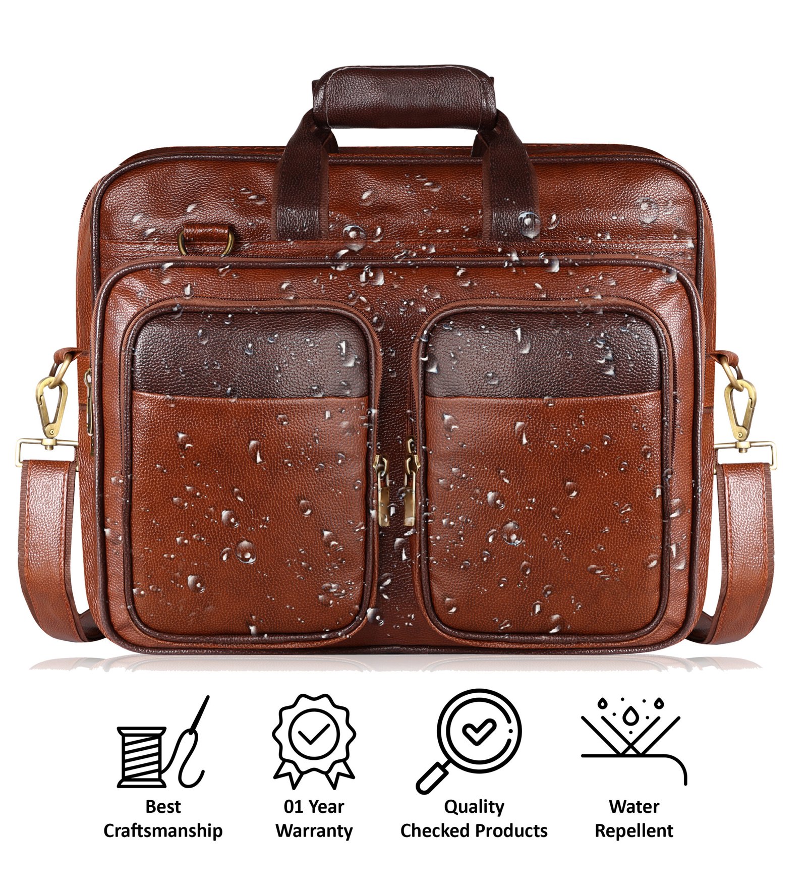 Tan & Brown Color Faux Leather 28L Messenger Bag BG94