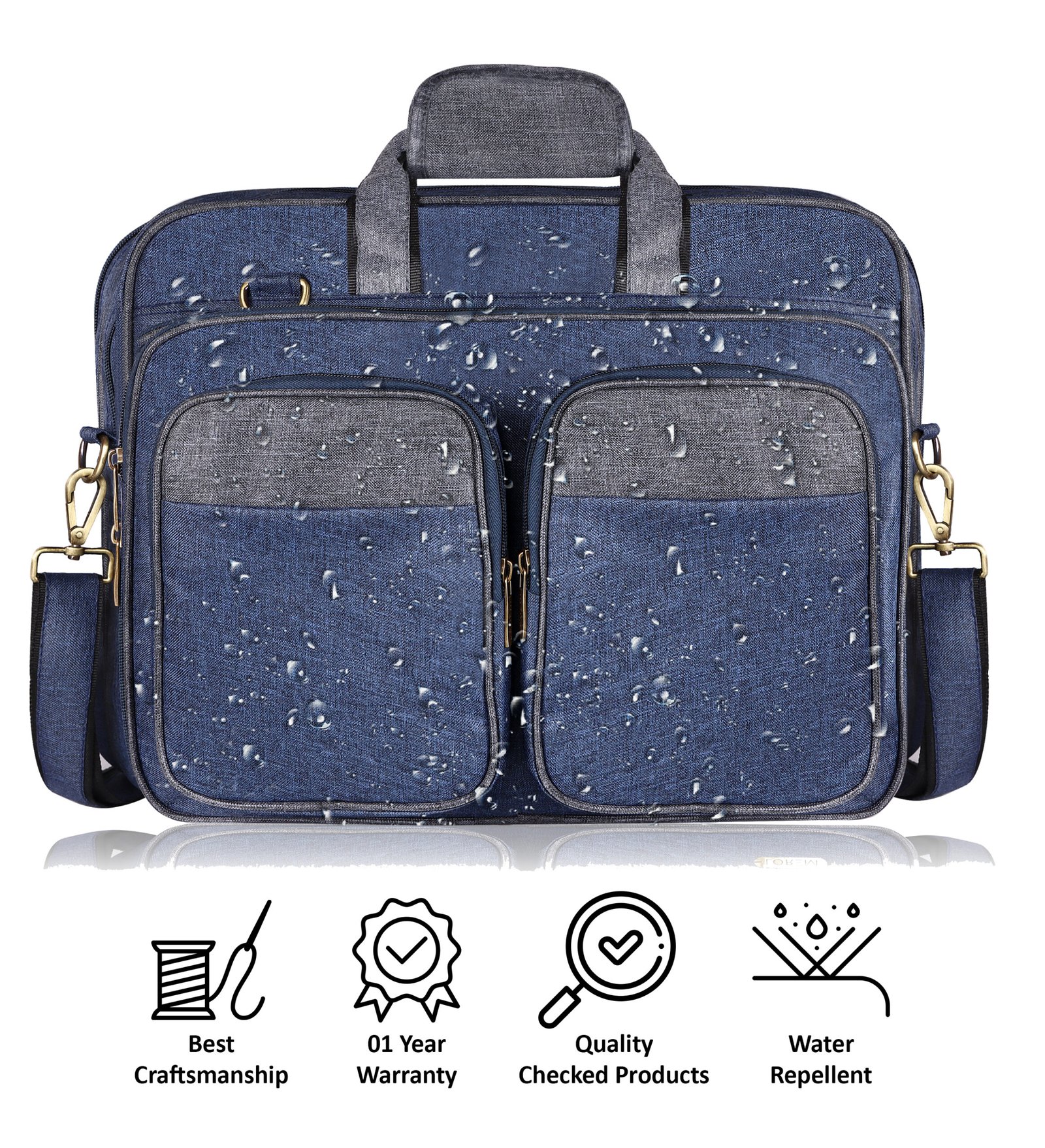 Blue & Grey Color Linen fabric 28L Messenger Bag BG99