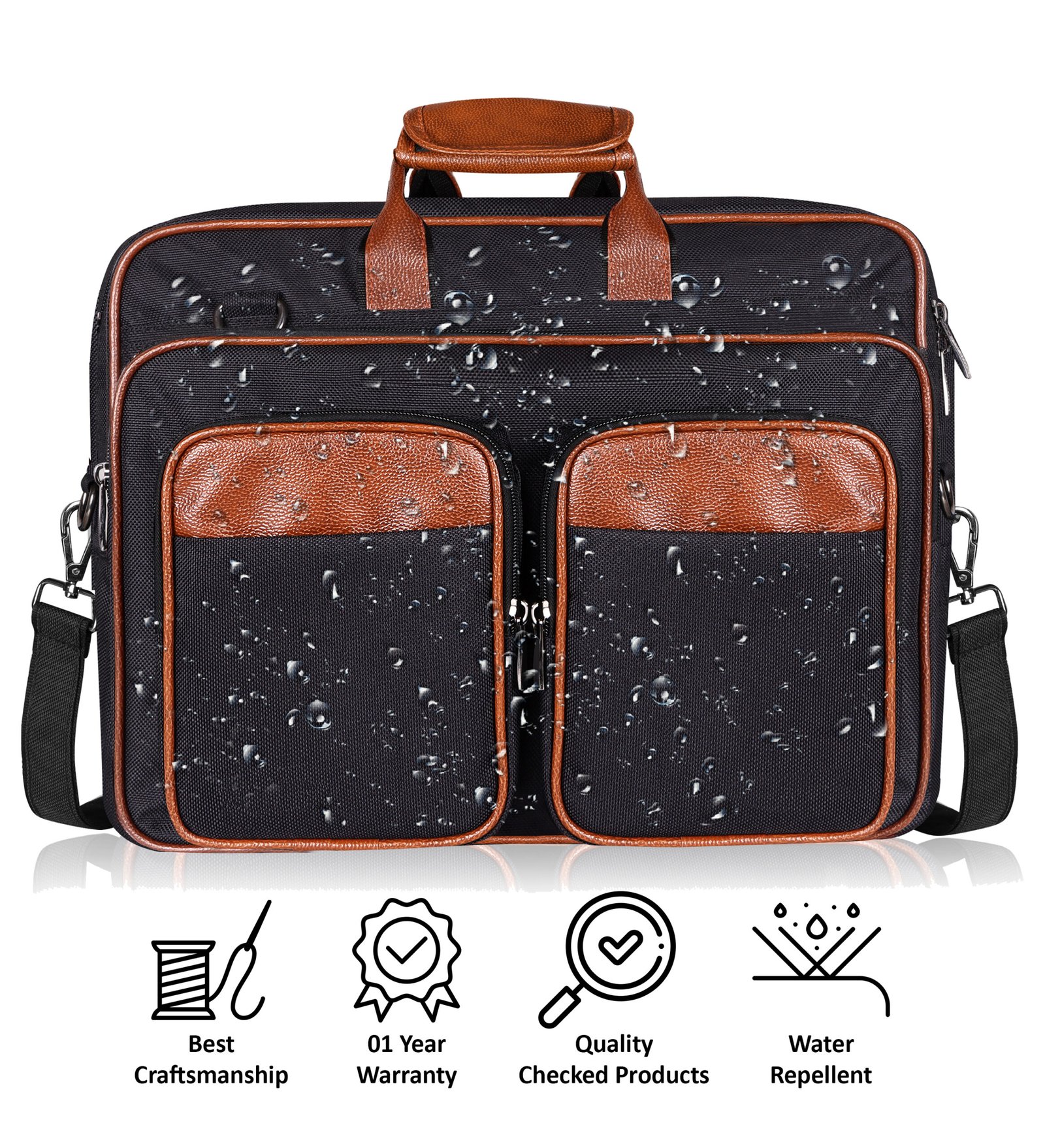 Black & Tan Color PVC Coated Fabric 28L Messenger Bag BG100