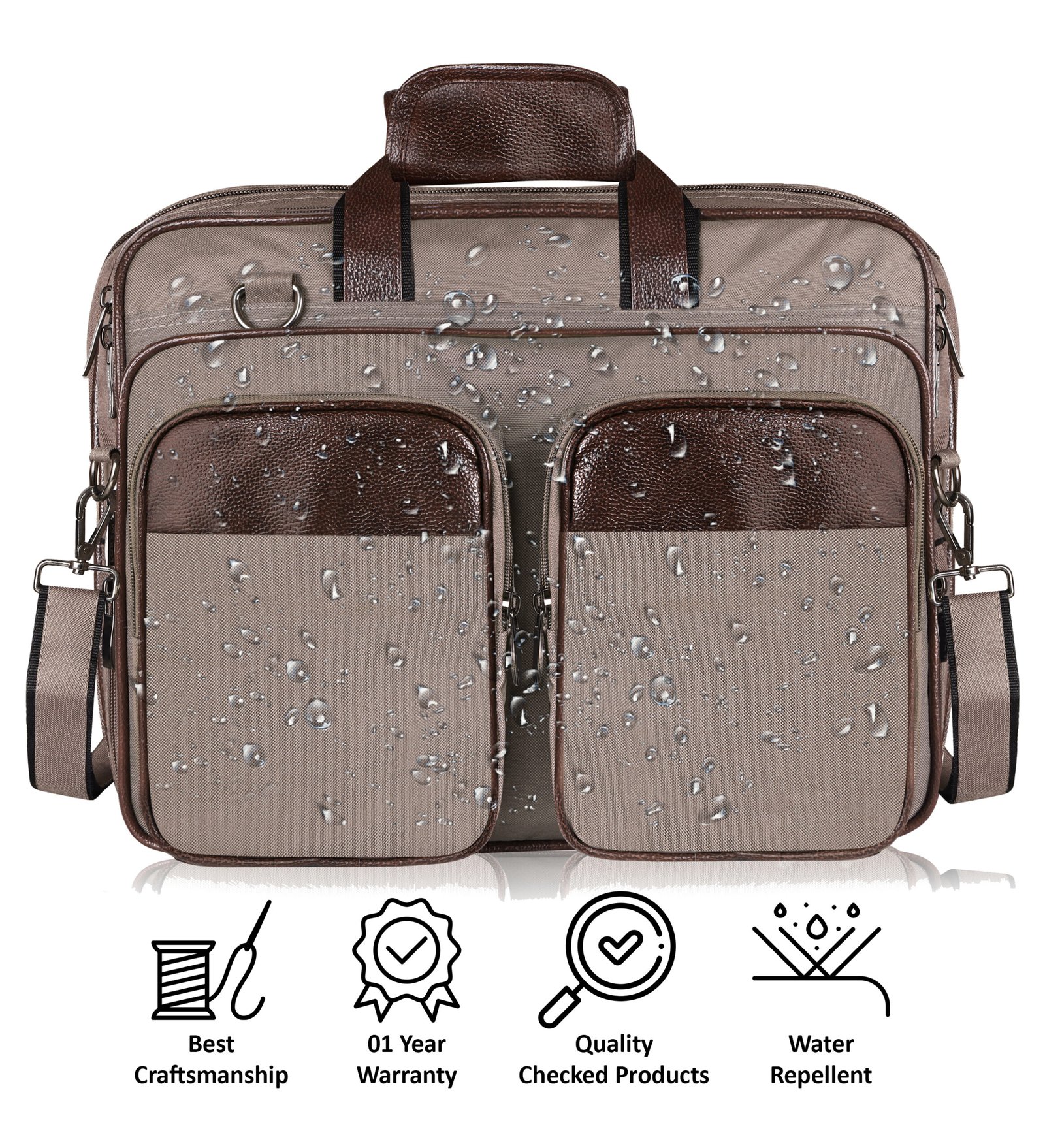 Grey & Brown Color PVC Coated Fabric 28L Messenger Bag BG101